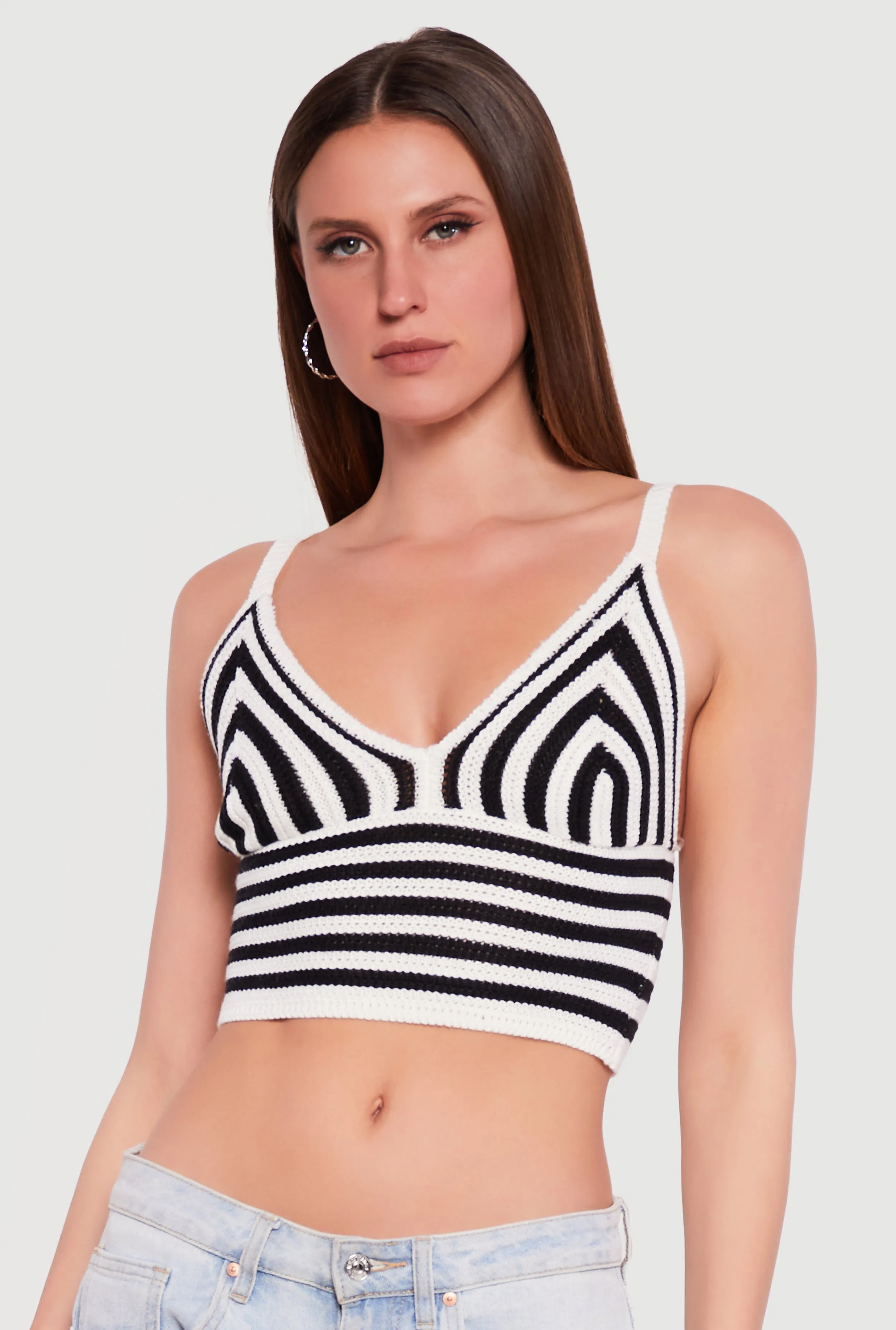 Striped Crochet Bustier Crop Top sold by Rainbow product image thumbnail 2