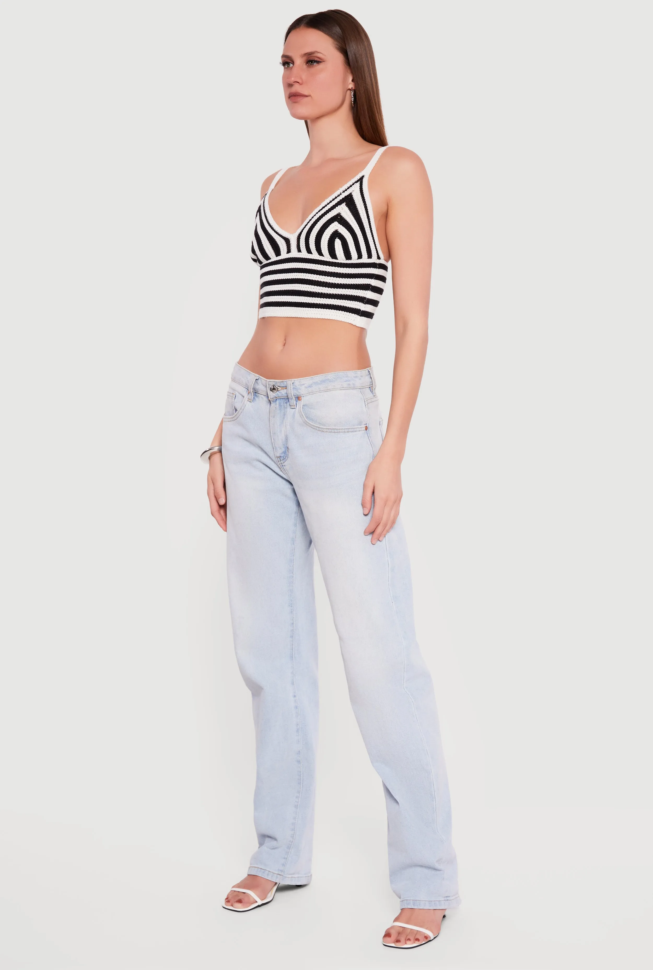 Striped Crochet Bustier Crop Top sold by Rainbow product image thumbnail 3