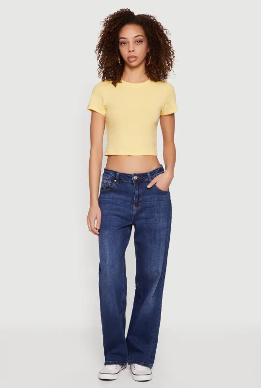 Basic Short Sleeve Cropped Tee sold by Rainbow