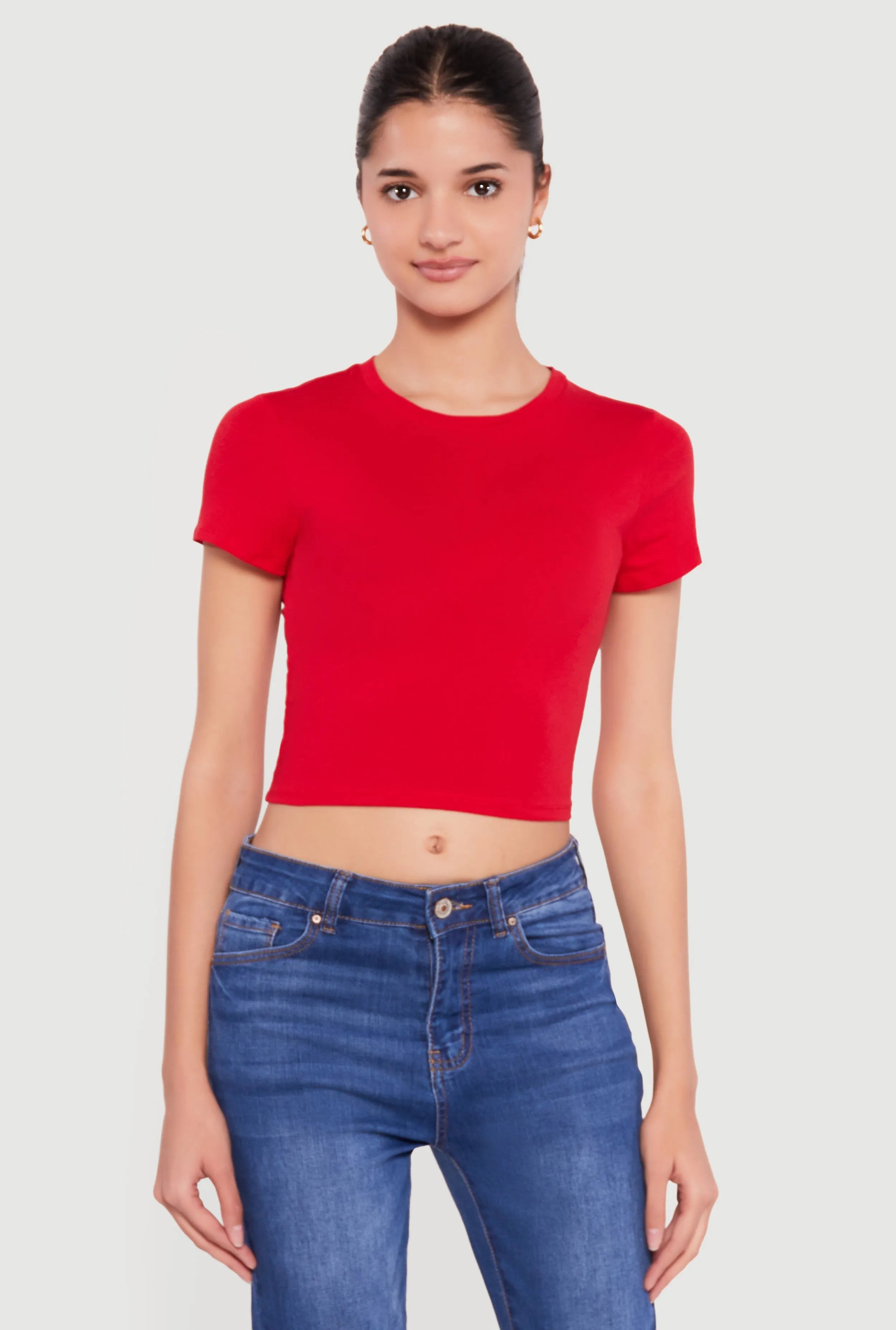Basic Short Sleeve Cropped Tee sold by Rainbow product image thumbnail 2