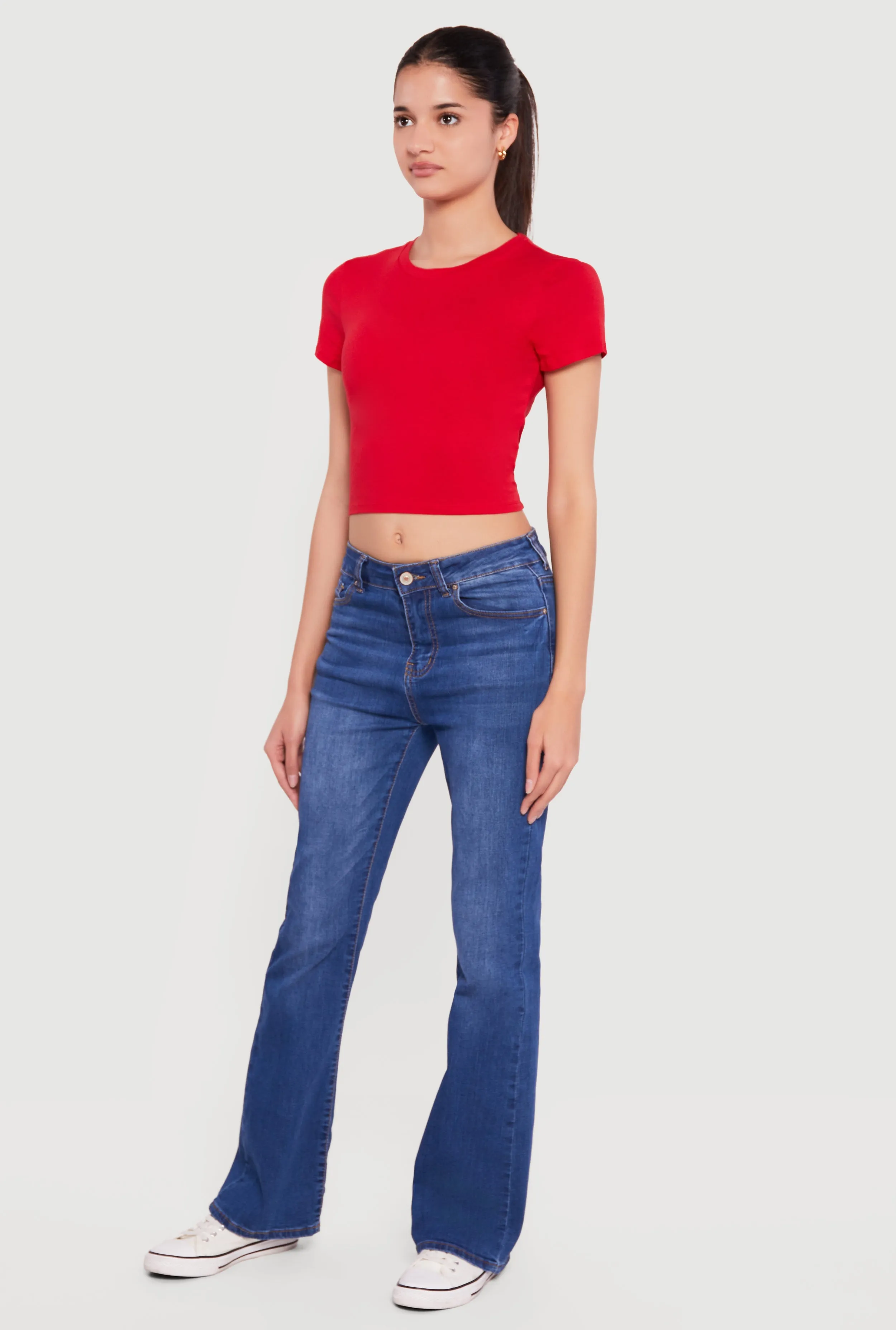 Basic Short Sleeve Cropped Tee sold by Rainbow product image thumbnail 3