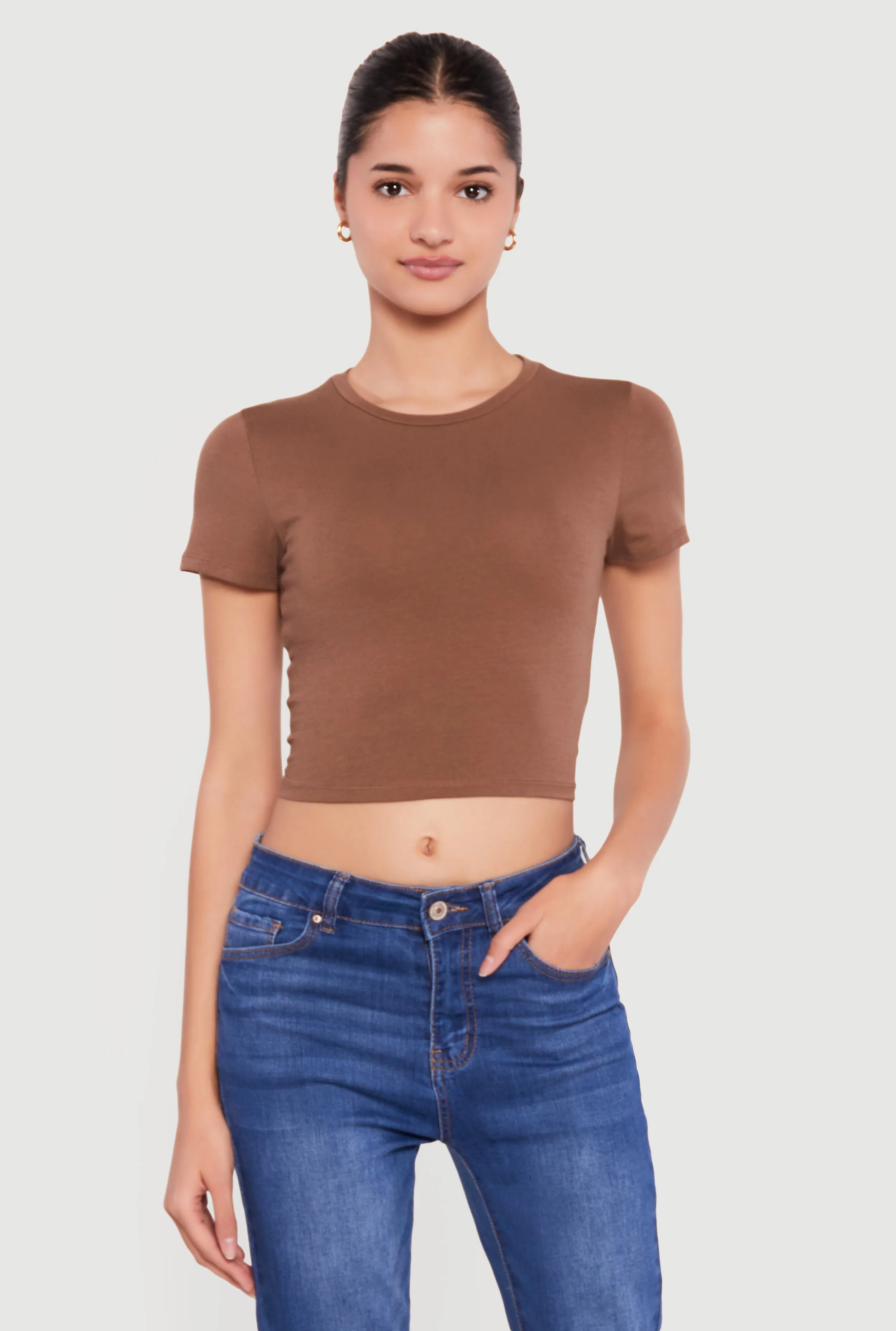 Basic Short Sleeve Cropped Tee sold by Rainbow product image thumbnail 2