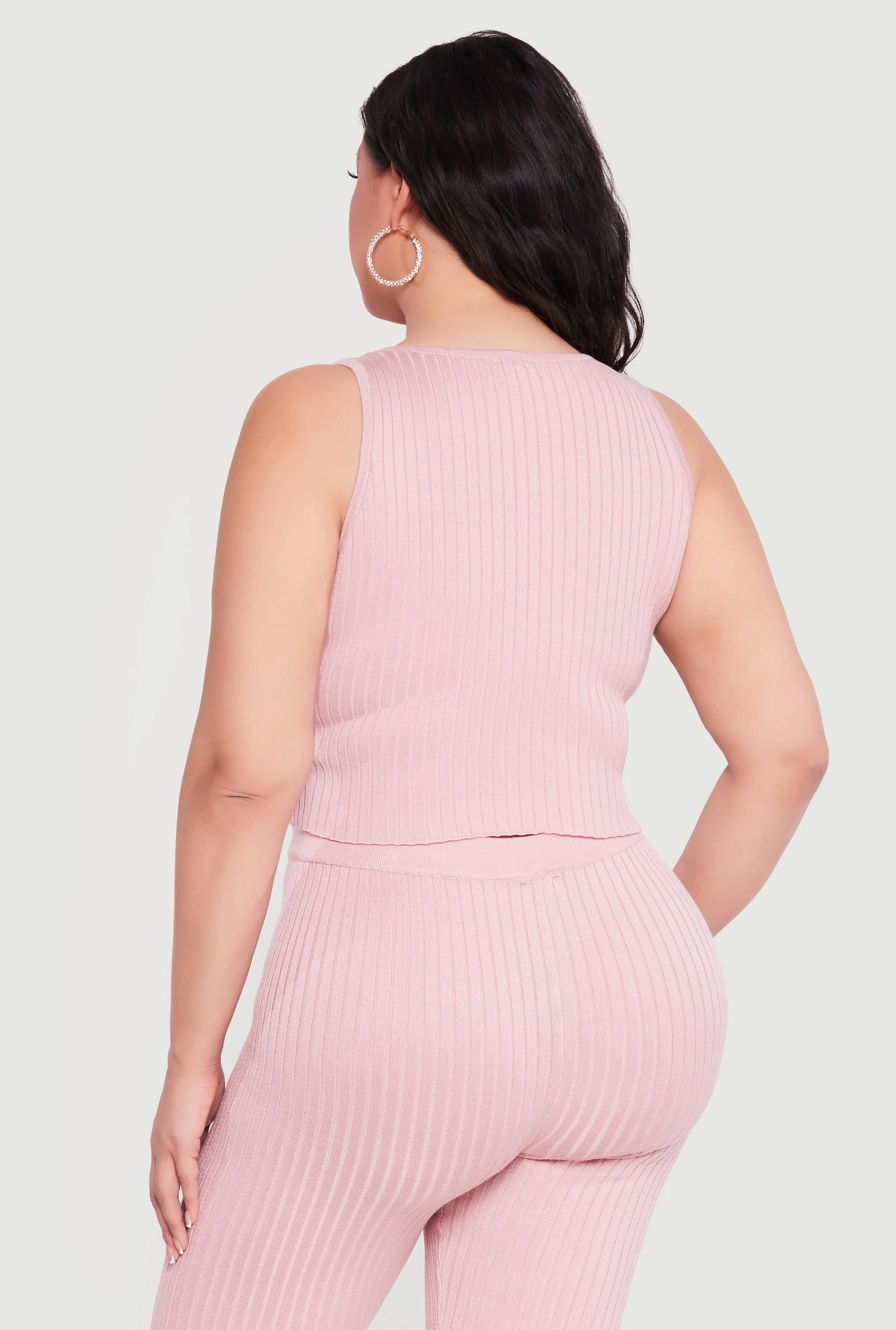 Plus Size Ribbed Knit Sleeveless Scoop Neck Crop Top sold by Rainbow product image thumbnail 5