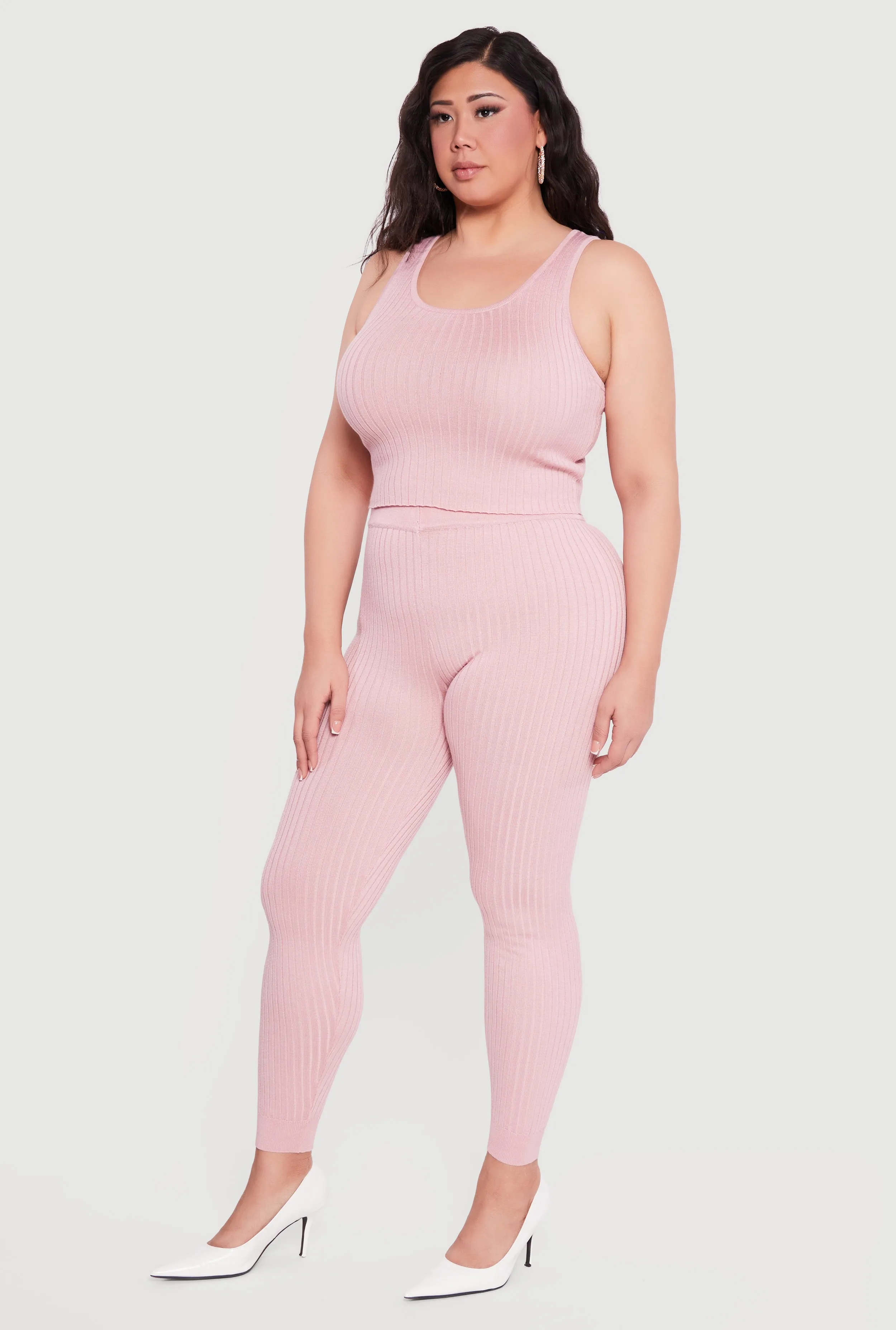 Plus Size Ribbed Knit Sleeveless Scoop Neck Crop Top sold by Rainbow product image thumbnail 3