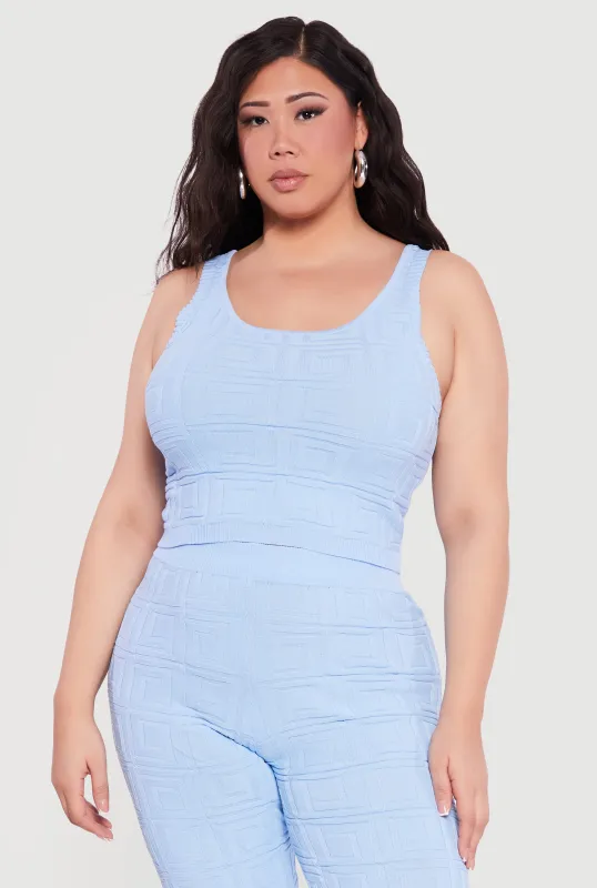 Plus Size Greek Key Knit Sleeveless Top sold by Rainbow
