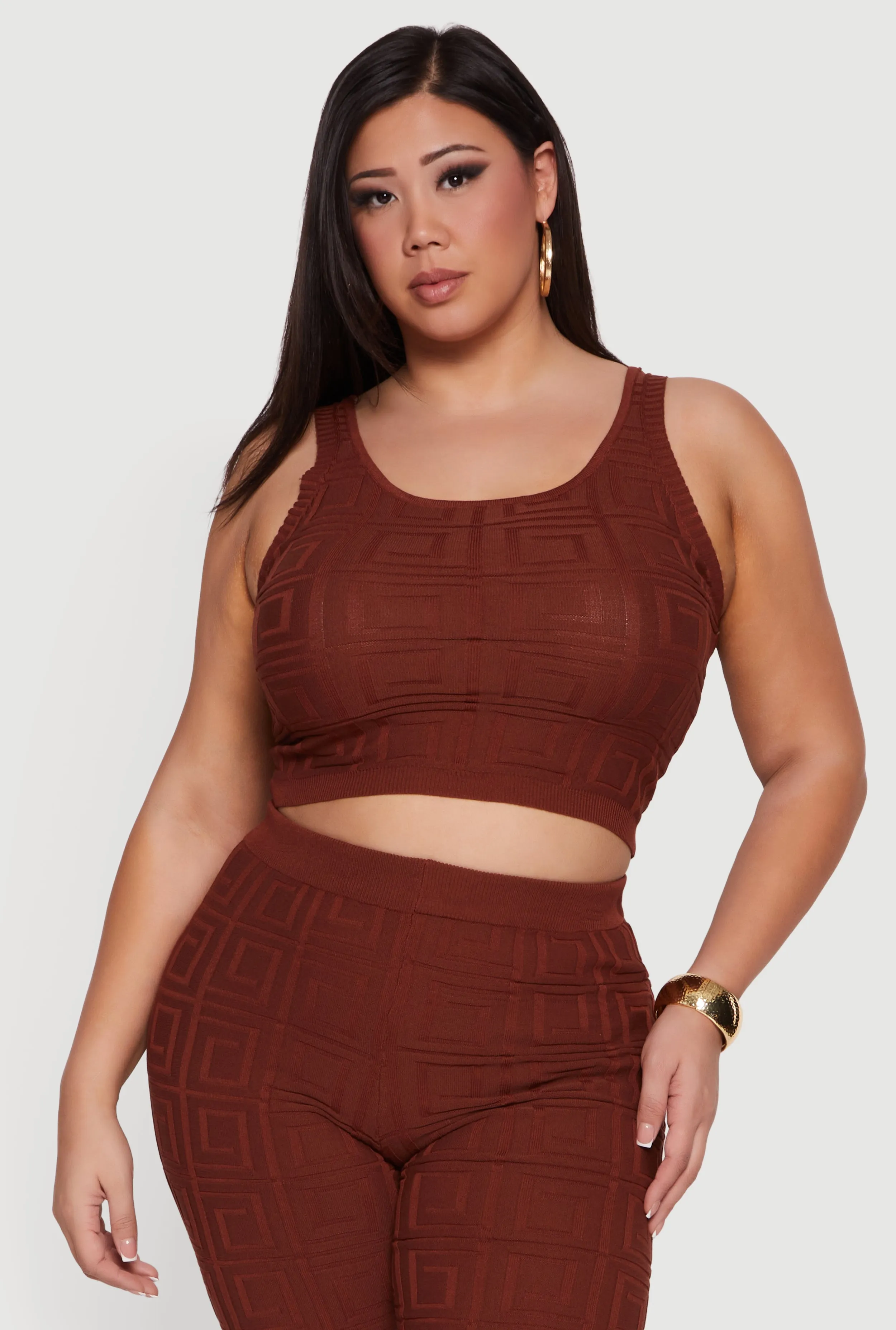 Plus Size Greek Key Knit Sleeveless Top sold by Rainbow