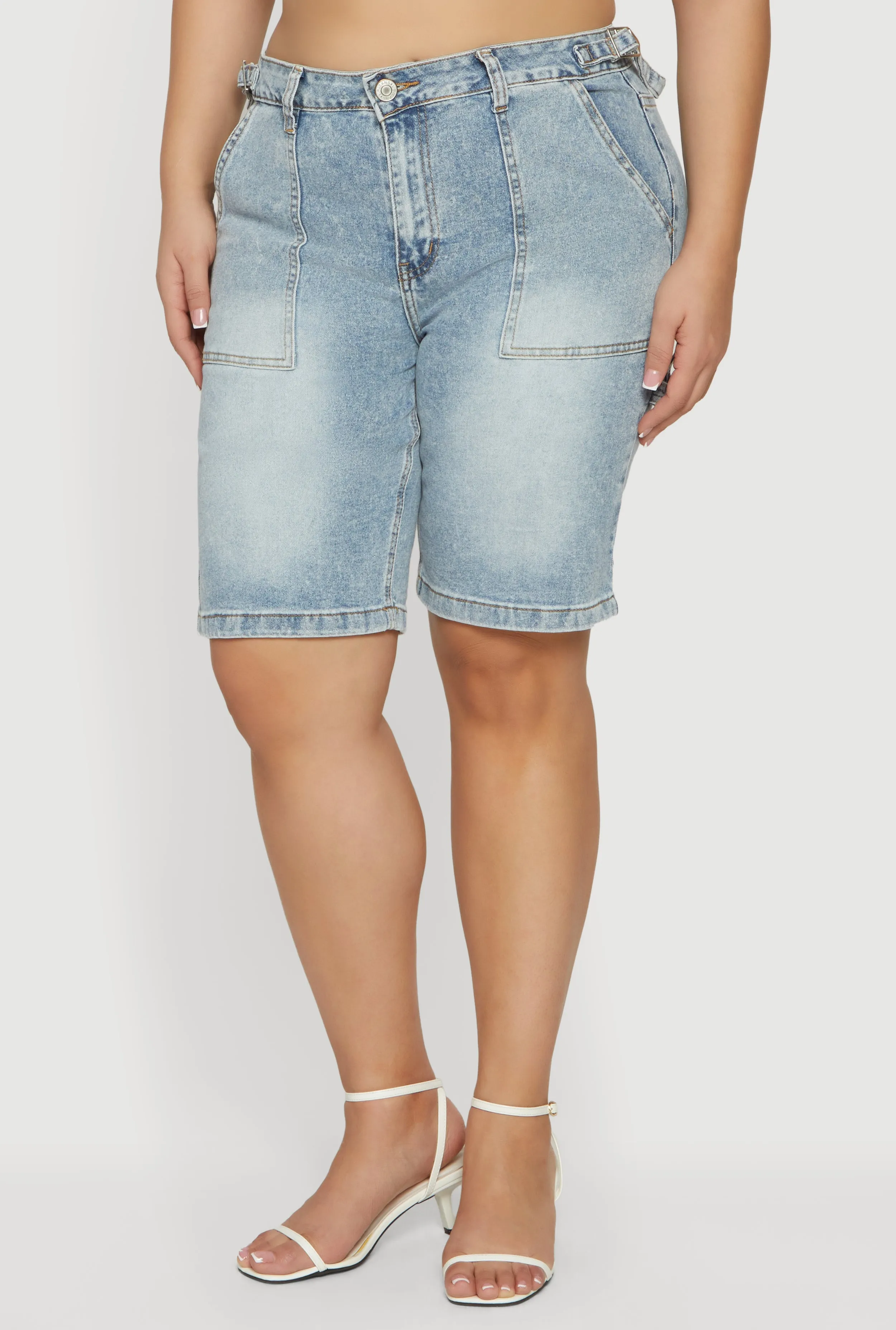 Plus Size Acid Wash Bermuda Shorts sold by Rainbow product image thumbnail 3