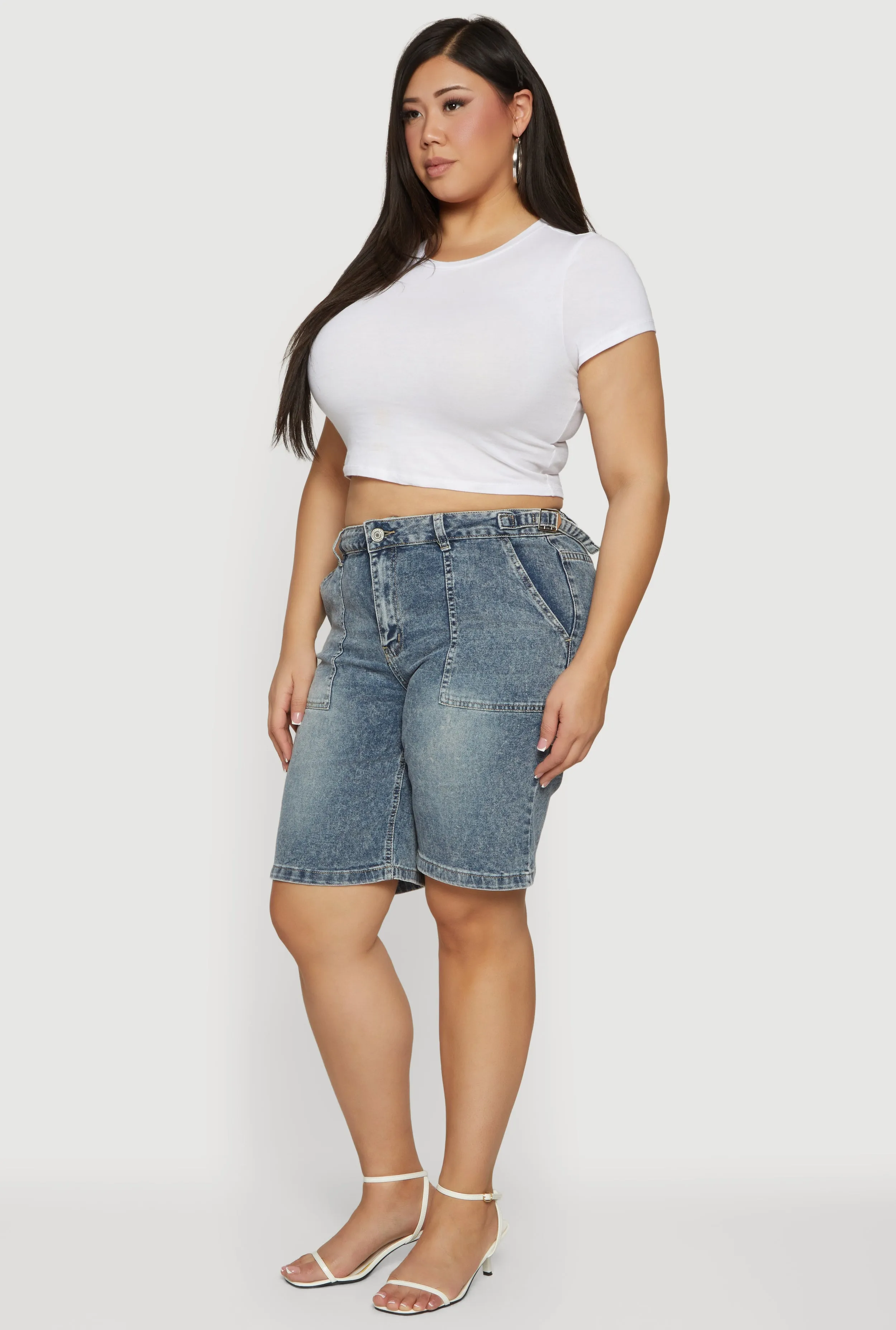 Plus Size Acid Wash Bermuda Shorts sold by Rainbow product image thumbnail 2