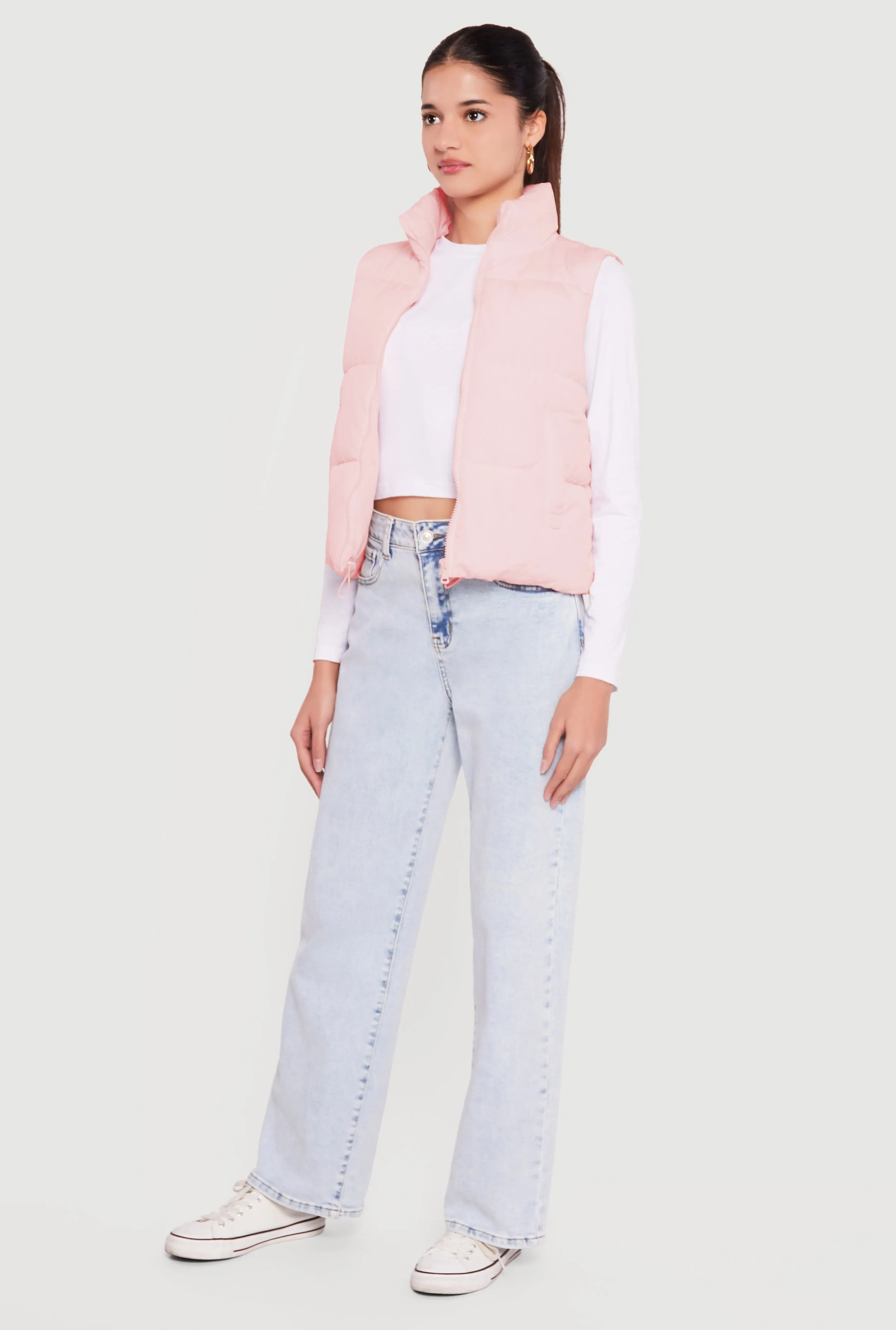 Almost Famous Solid Mock Neck Zip Front Puffer Vest sold by Rainbow product image thumbnail 3