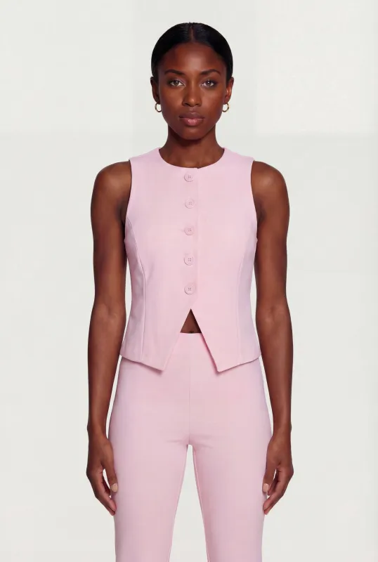 Front Slit Crepe Knit Blazer Vest sold by Rainbow