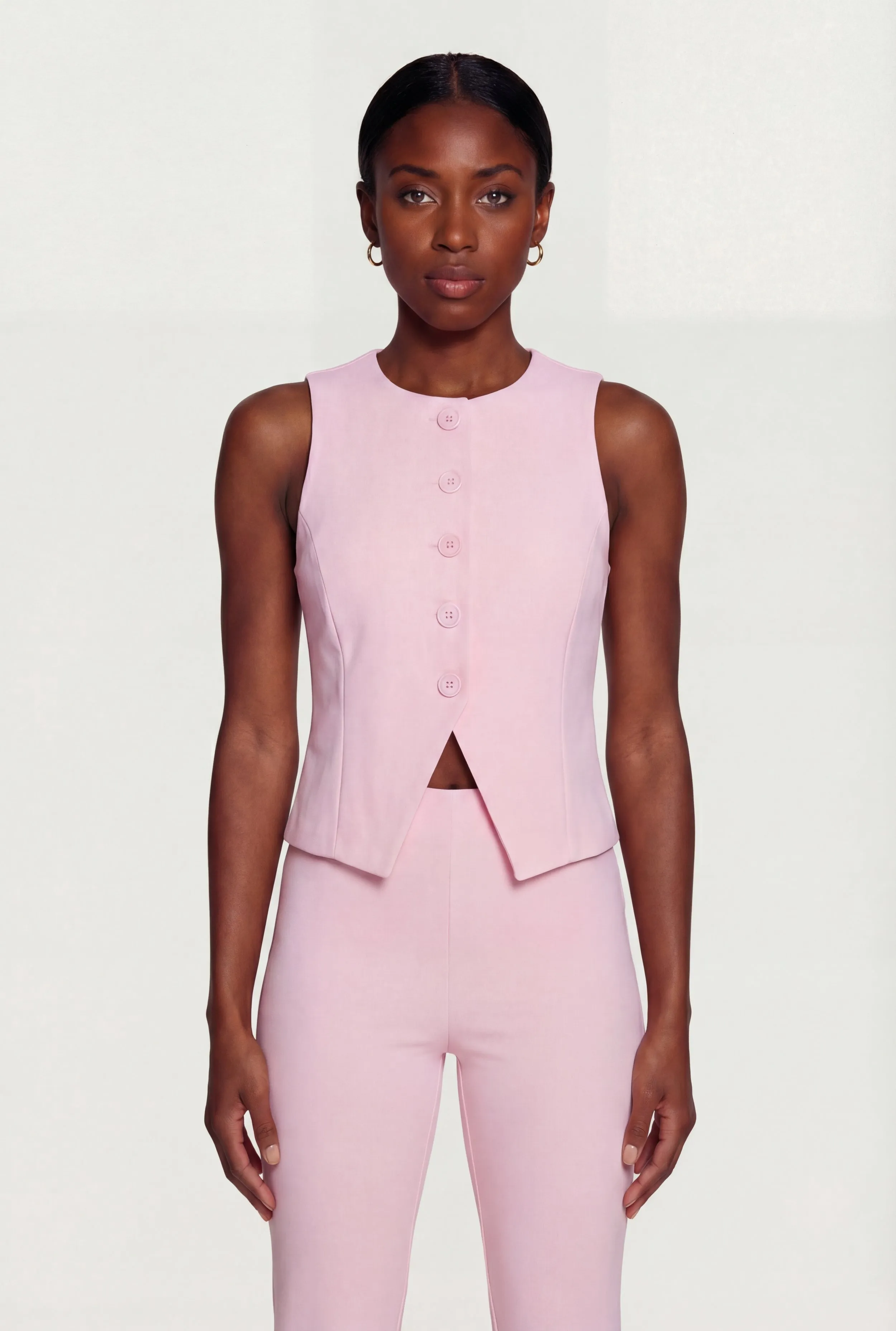 Front Slit Crepe Knit Blazer Vest sold by Rainbow