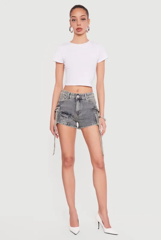 VIP Acid Wash Denim Cargo Shorts sold by Rainbow