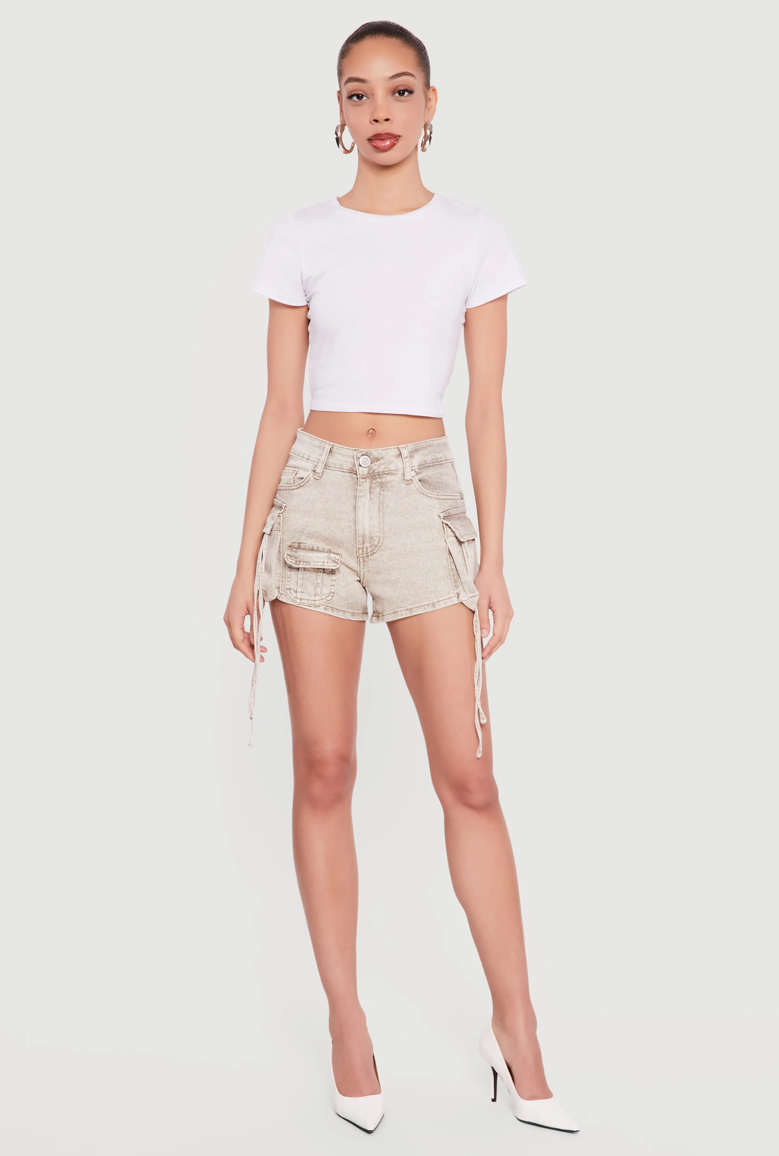 VIP Acid Wash Denim Cargo Shorts sold by Rainbow