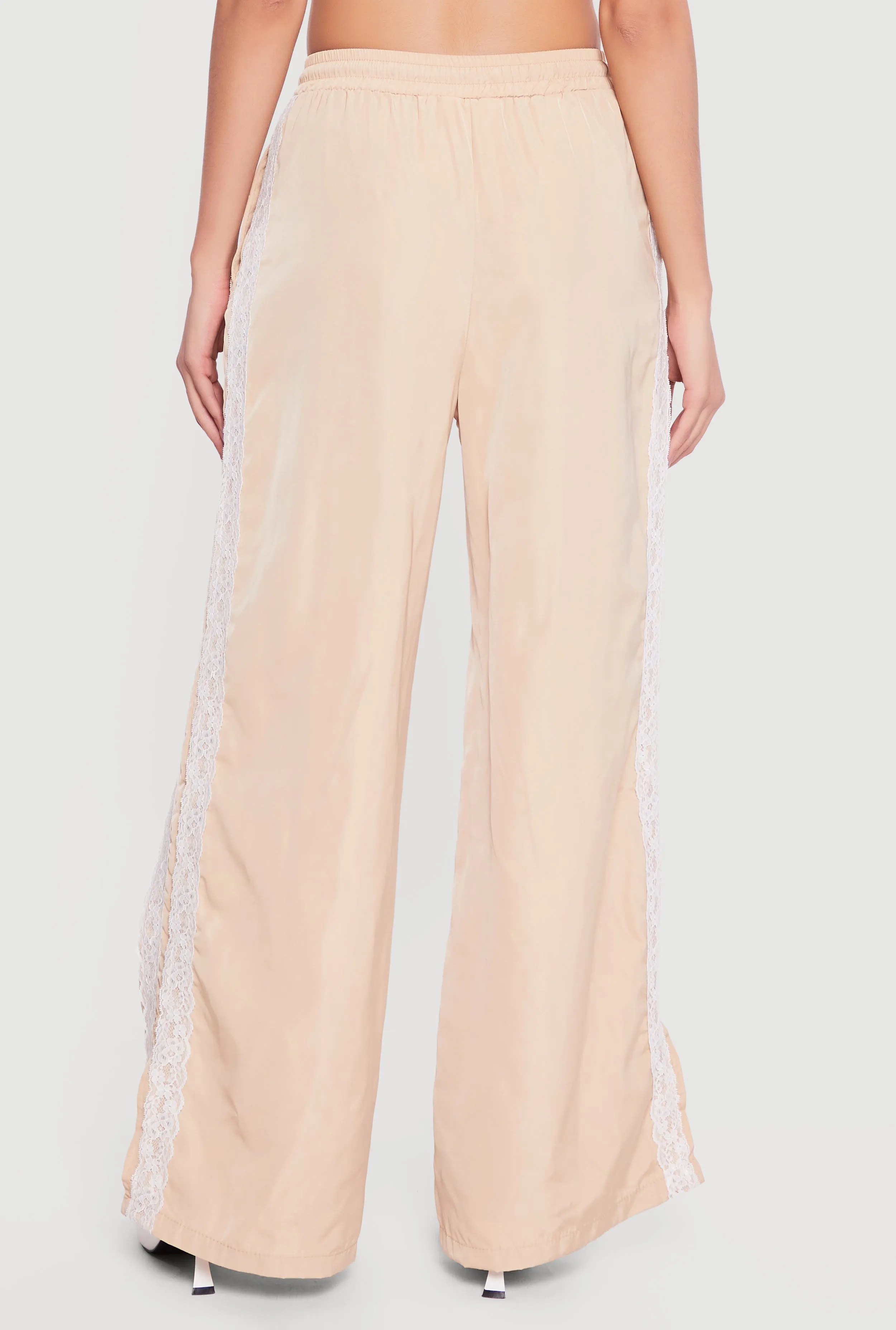 Drawstring Waist Lace Detail Graphic Wide Leg Pants sold by Rainbow product image thumbnail 5
