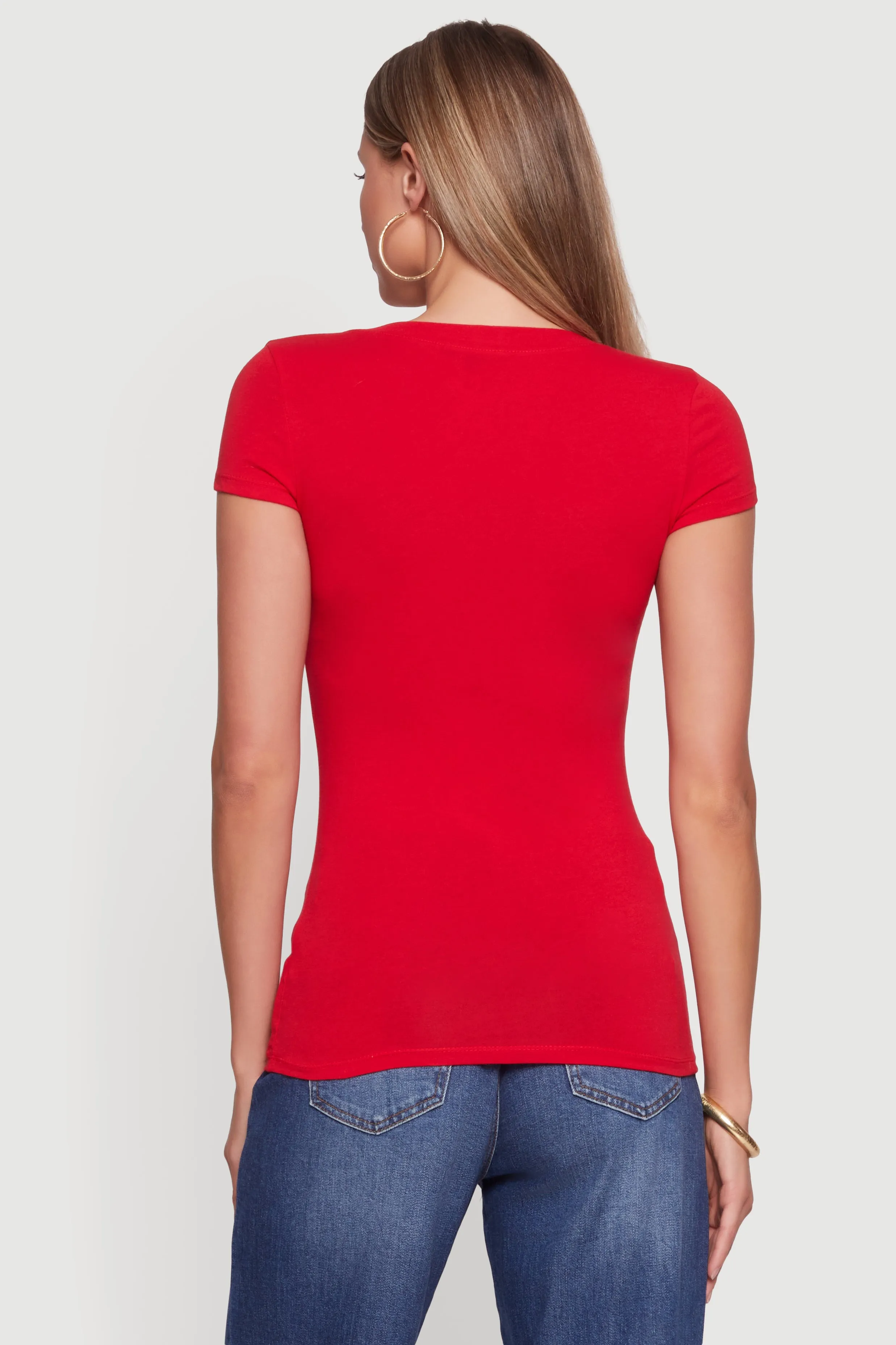 V Neck Basic Short Sleeve Tee sold by Rainbow product image thumbnail 5