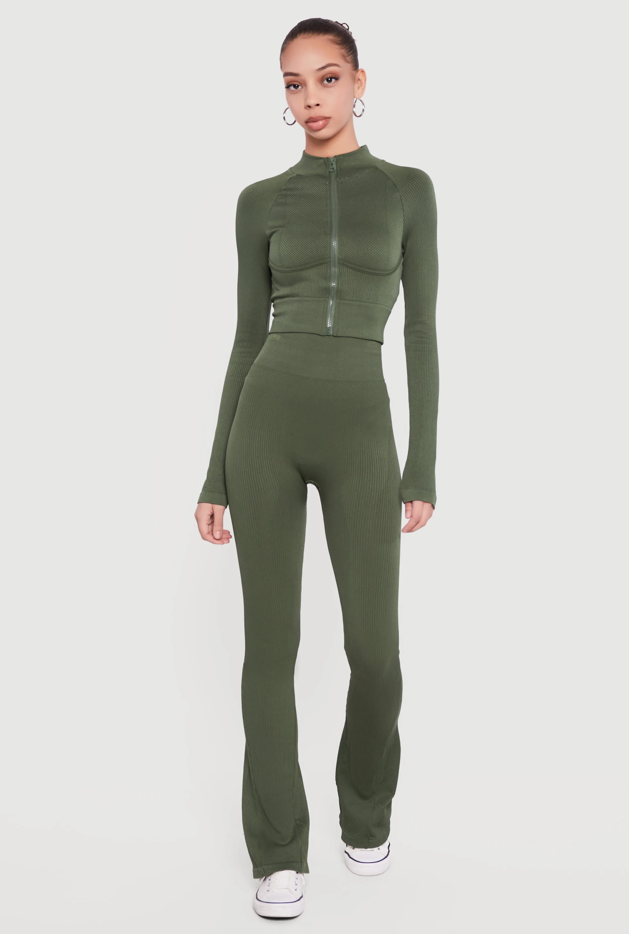 Ribbed Cropped Zip Front Active Jacket sold by Rainbow product image thumbnail 2
