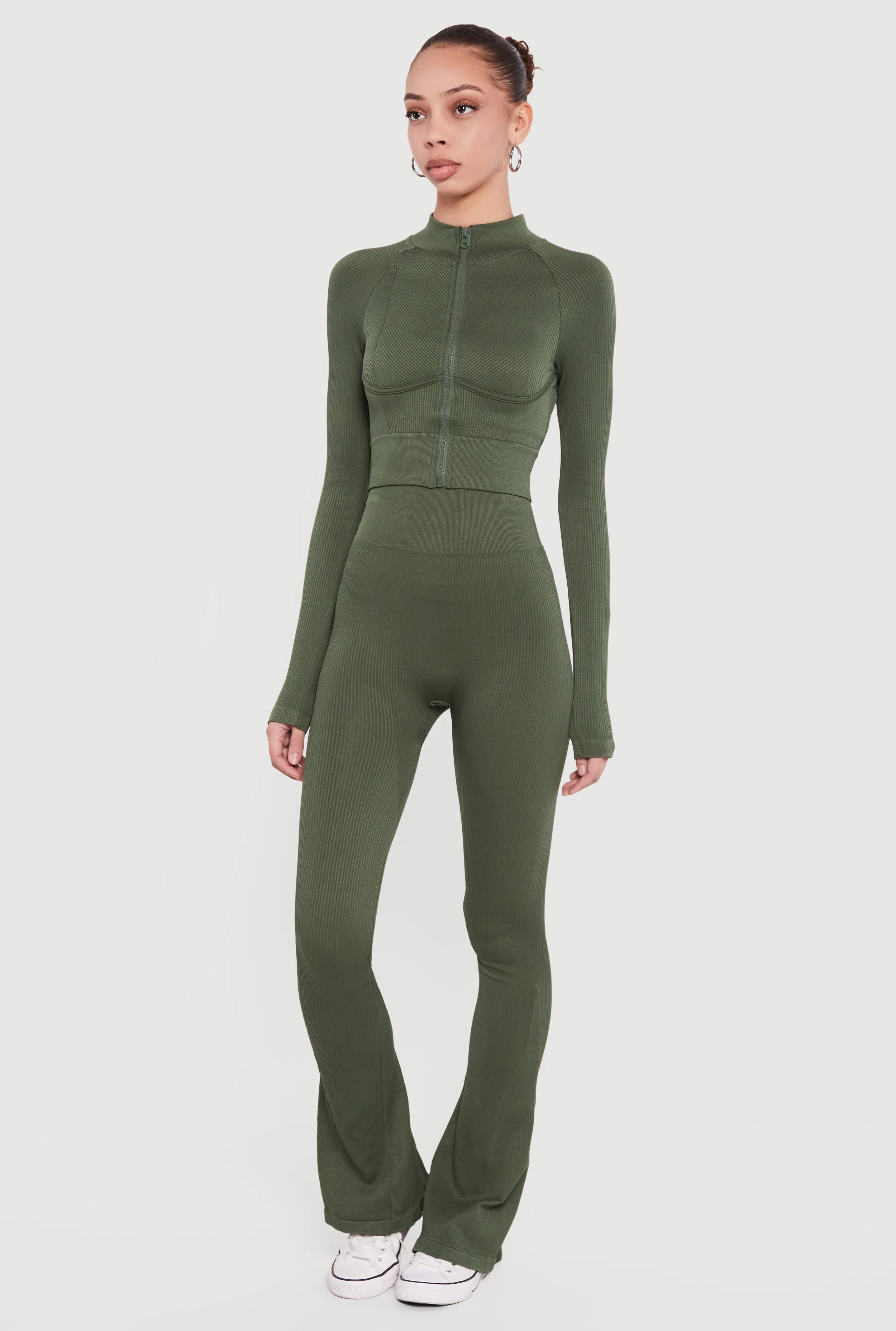 Ribbed Cropped Zip Front Active Jacket sold by Rainbow product image thumbnail 3