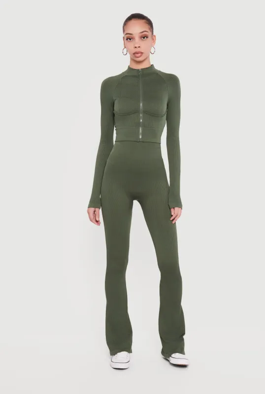 Seamless Ribbed High Waisted Flare Pants sold by Rainbow