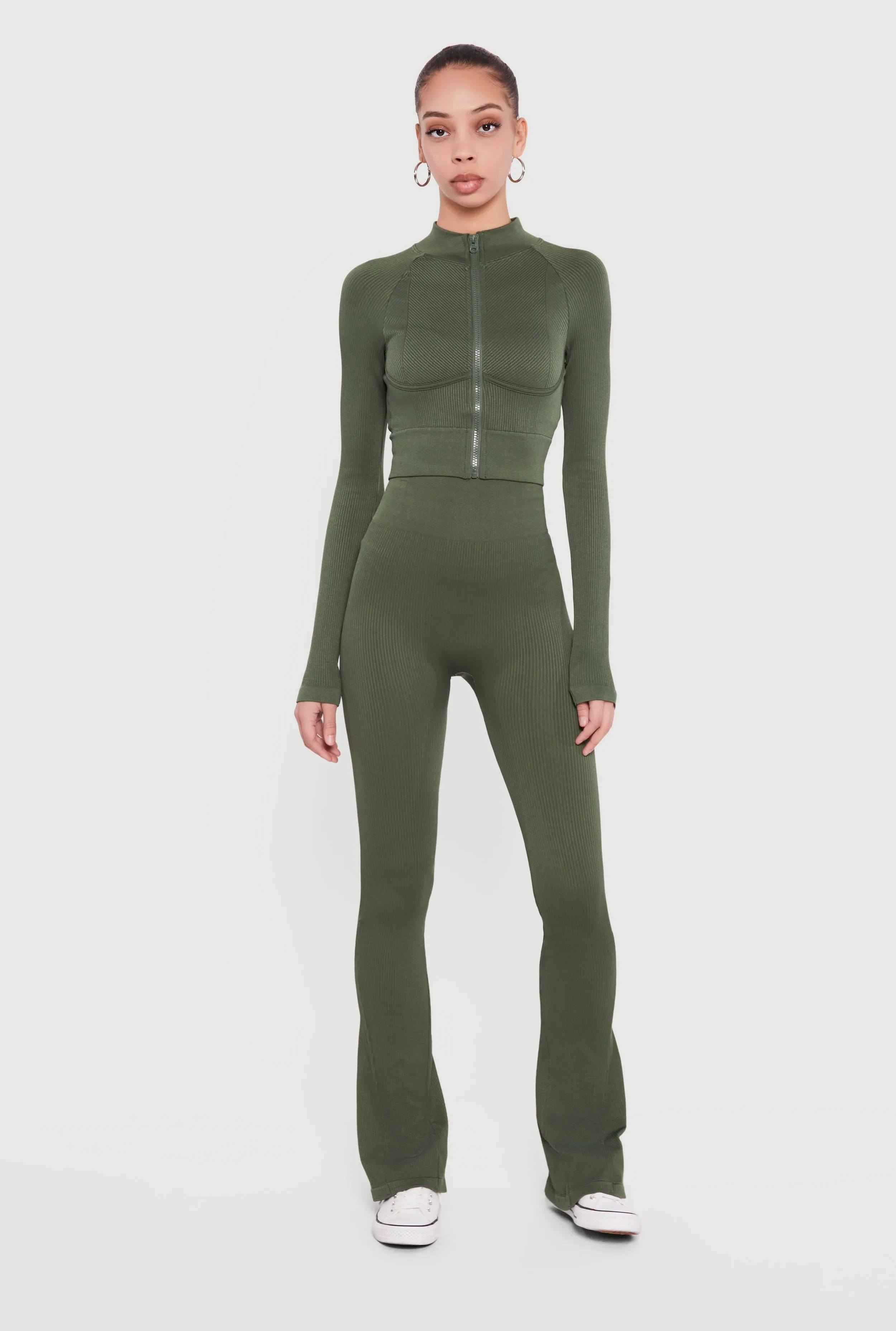 Seamless Ribbed High Waisted Flare Pants sold by Rainbow
