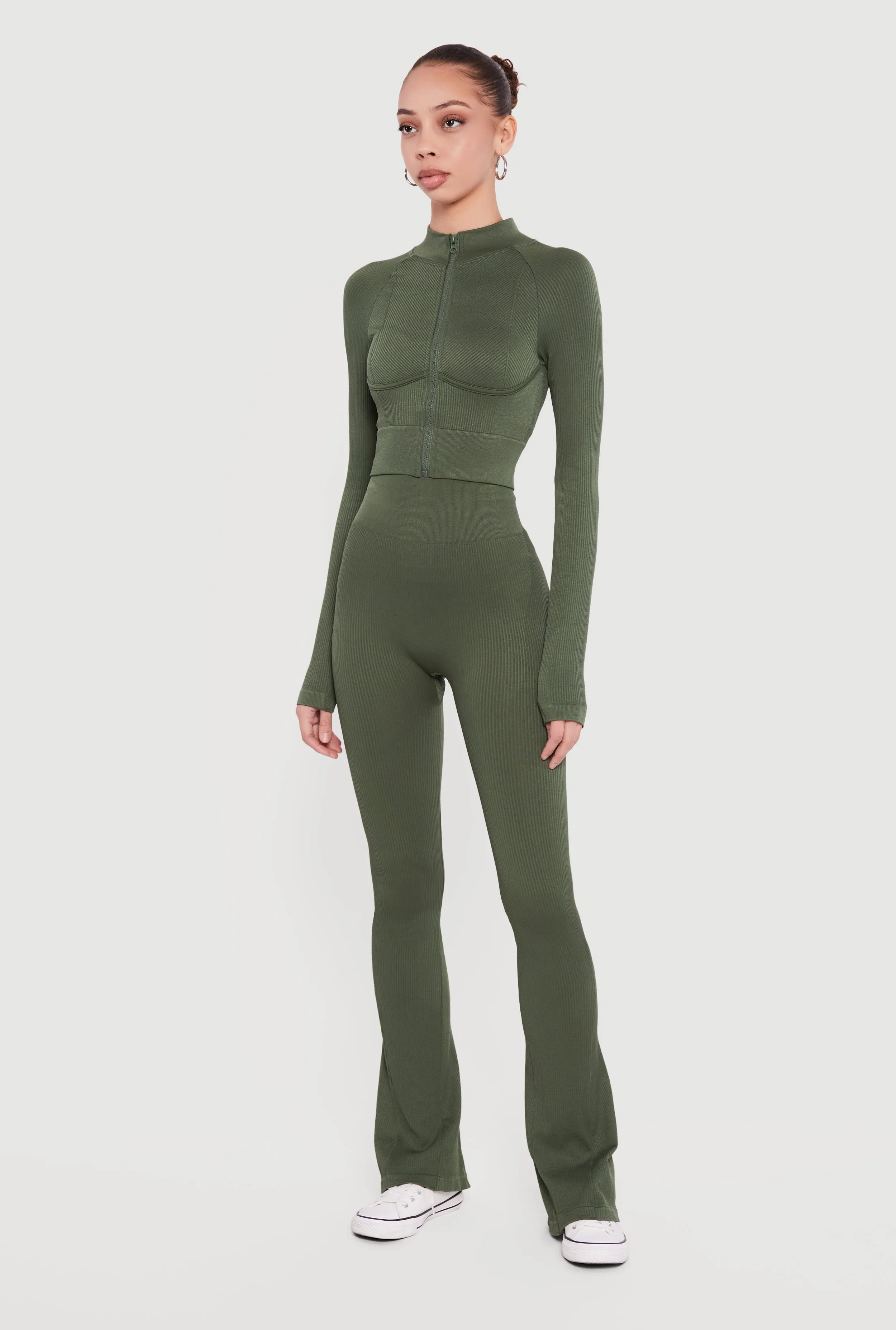 Seamless Ribbed High Waisted Flare Pants sold by Rainbow product image thumbnail 2