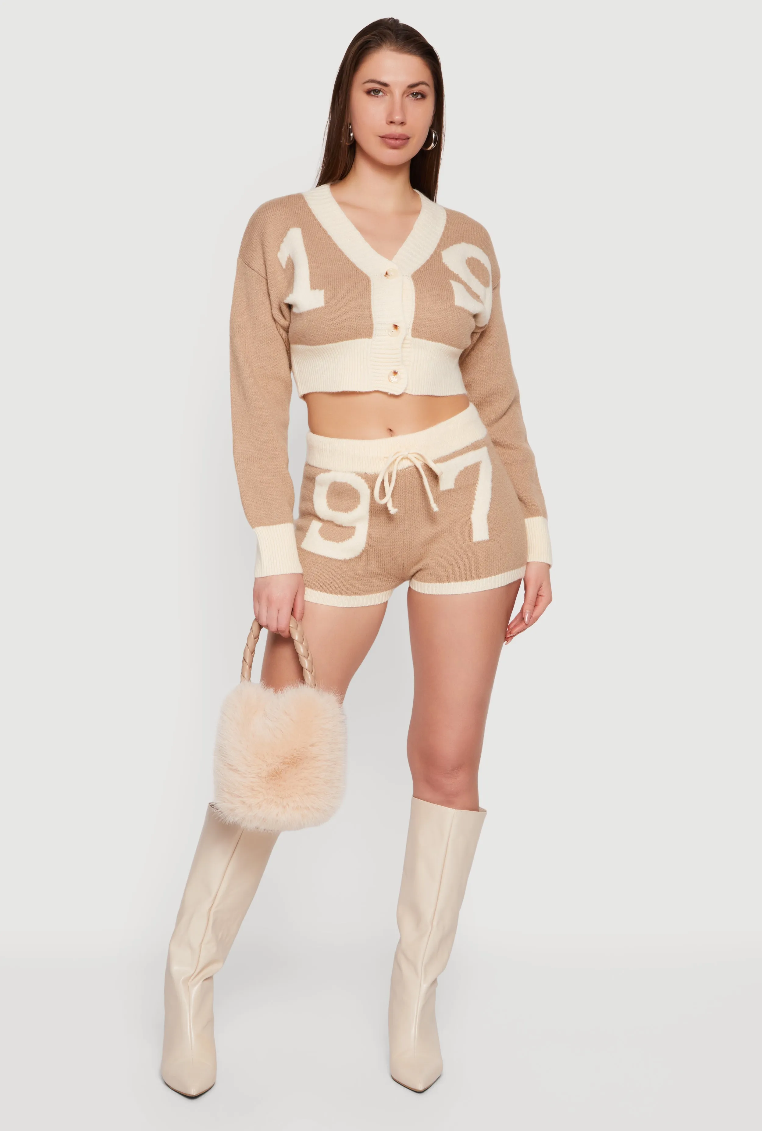 Cropped 19 Graphic Button Front Cardigan sold by Rainbow product image thumbnail 2