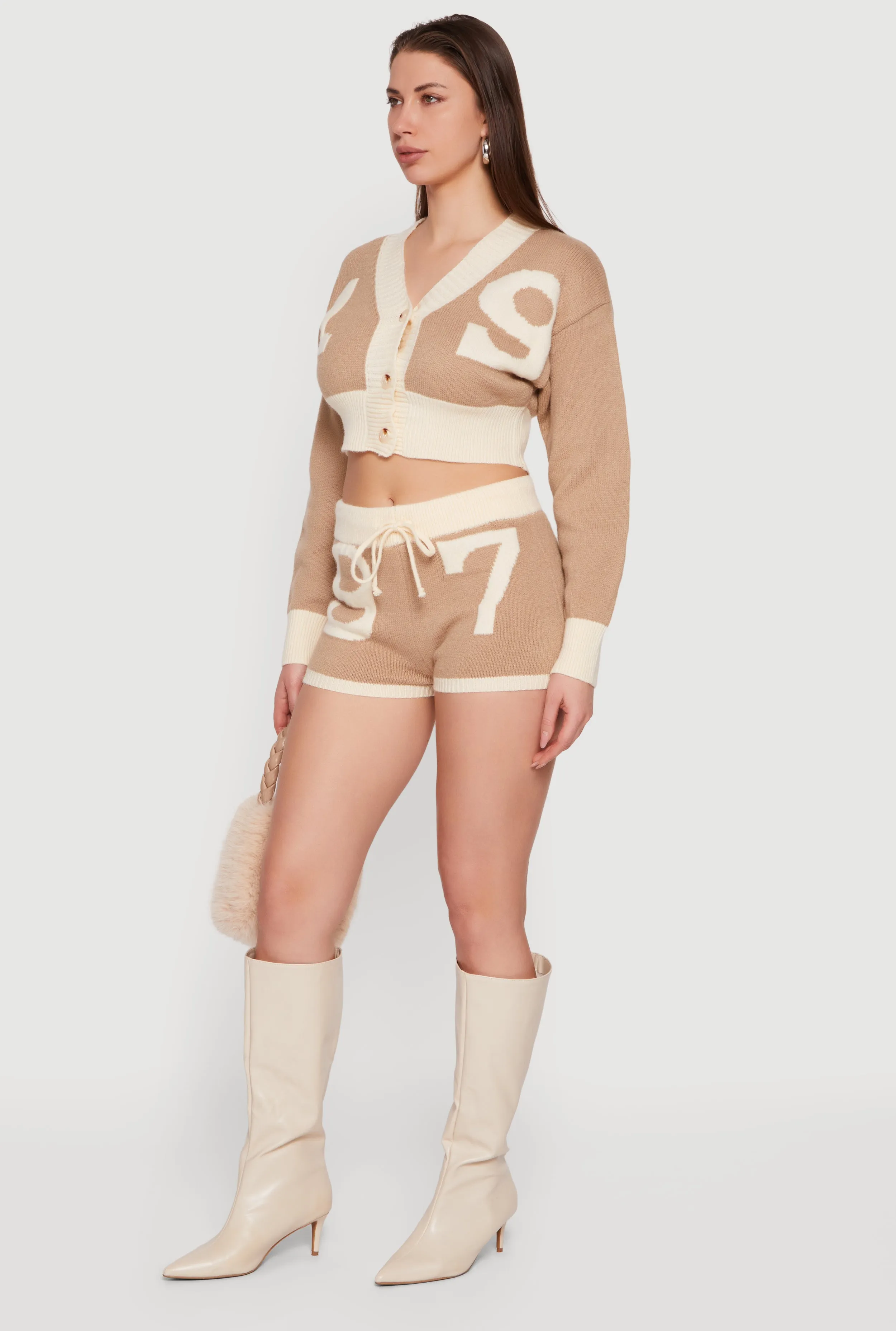 Cropped 19 Graphic Button Front Cardigan sold by Rainbow product image thumbnail 3