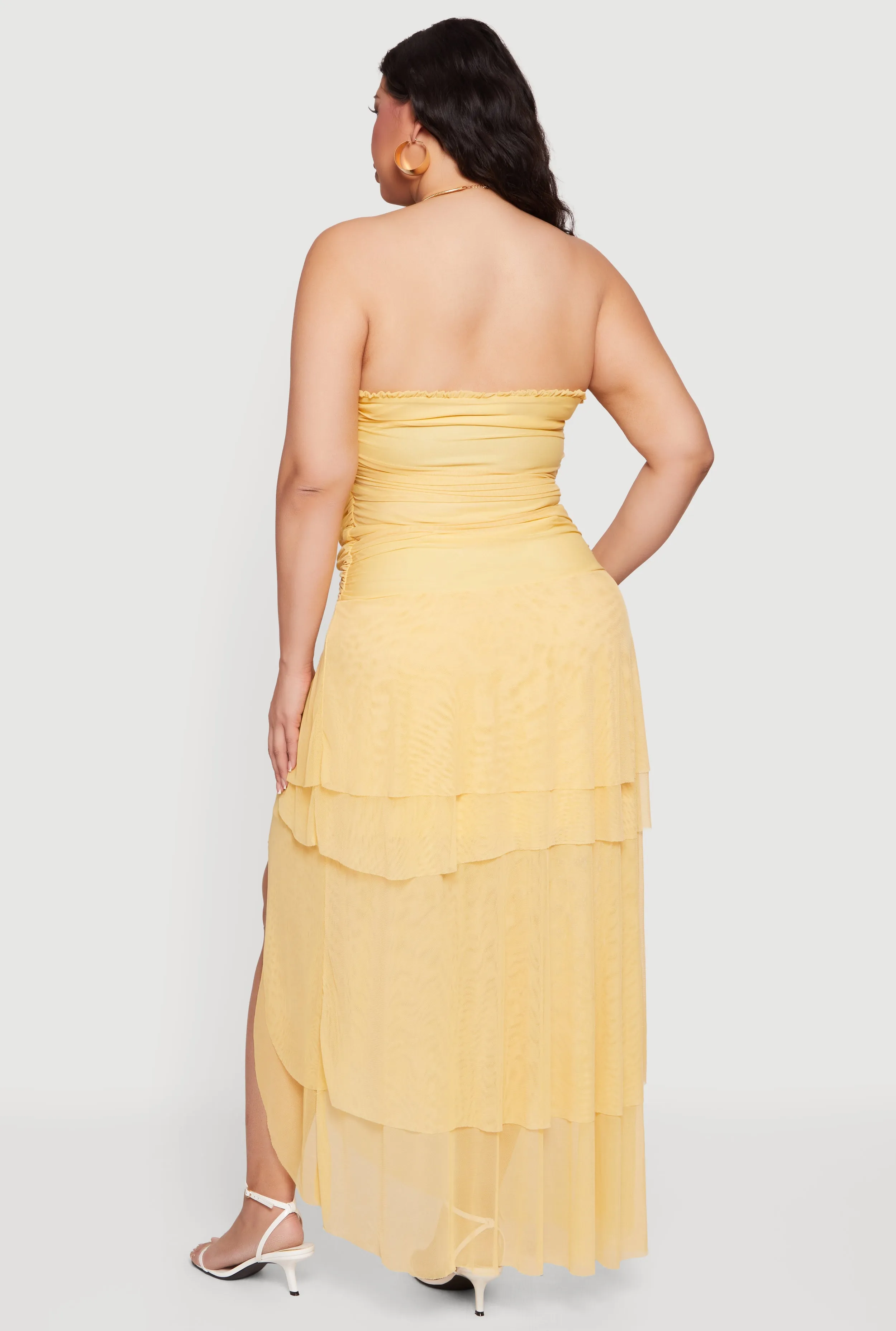 Plus Size Mesh Twist Tie Front Tiered Tube Dress sold by Rainbow product image thumbnail 3