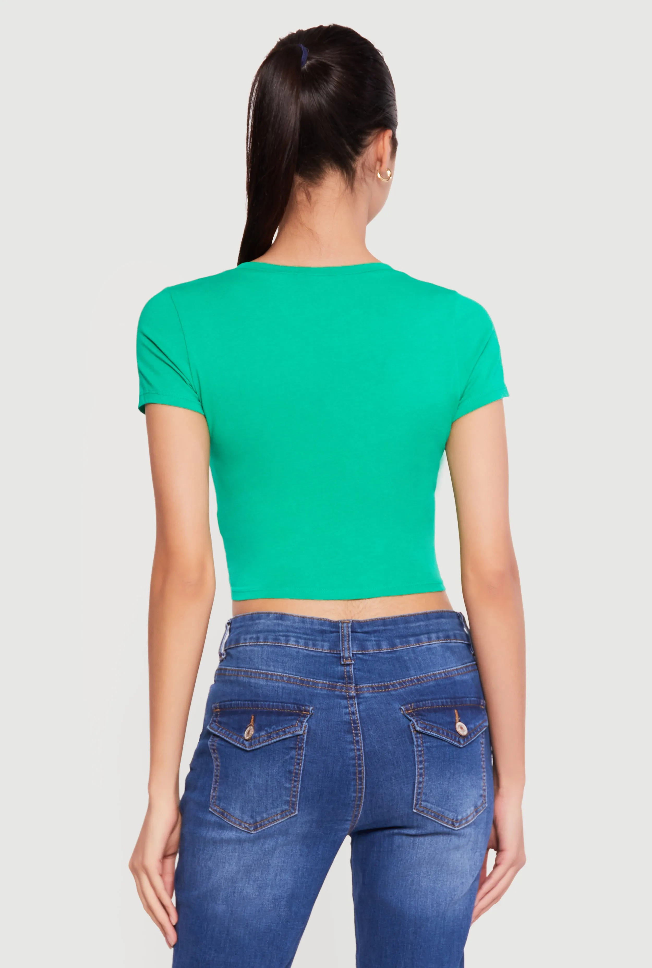 Short Sleeve V Neck Crop Top sold by Rainbow product image thumbnail 5