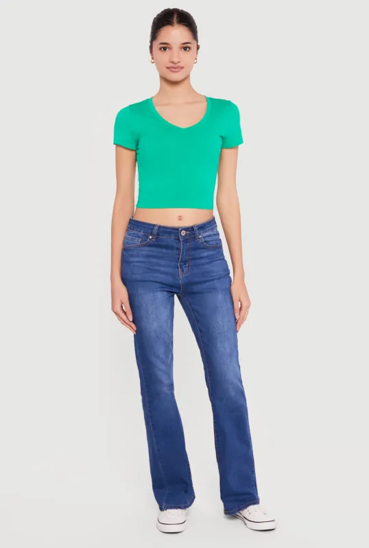 Short Sleeve V Neck Crop Top sold by Rainbow