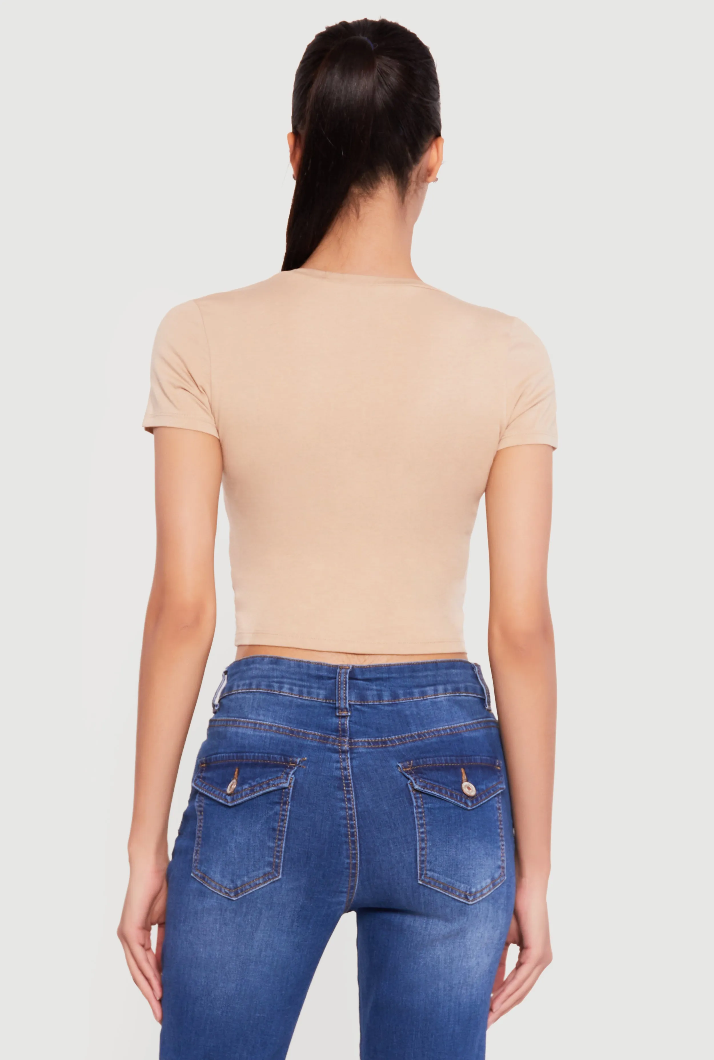 Short Sleeve V Neck Crop Top sold by Rainbow product image thumbnail 5