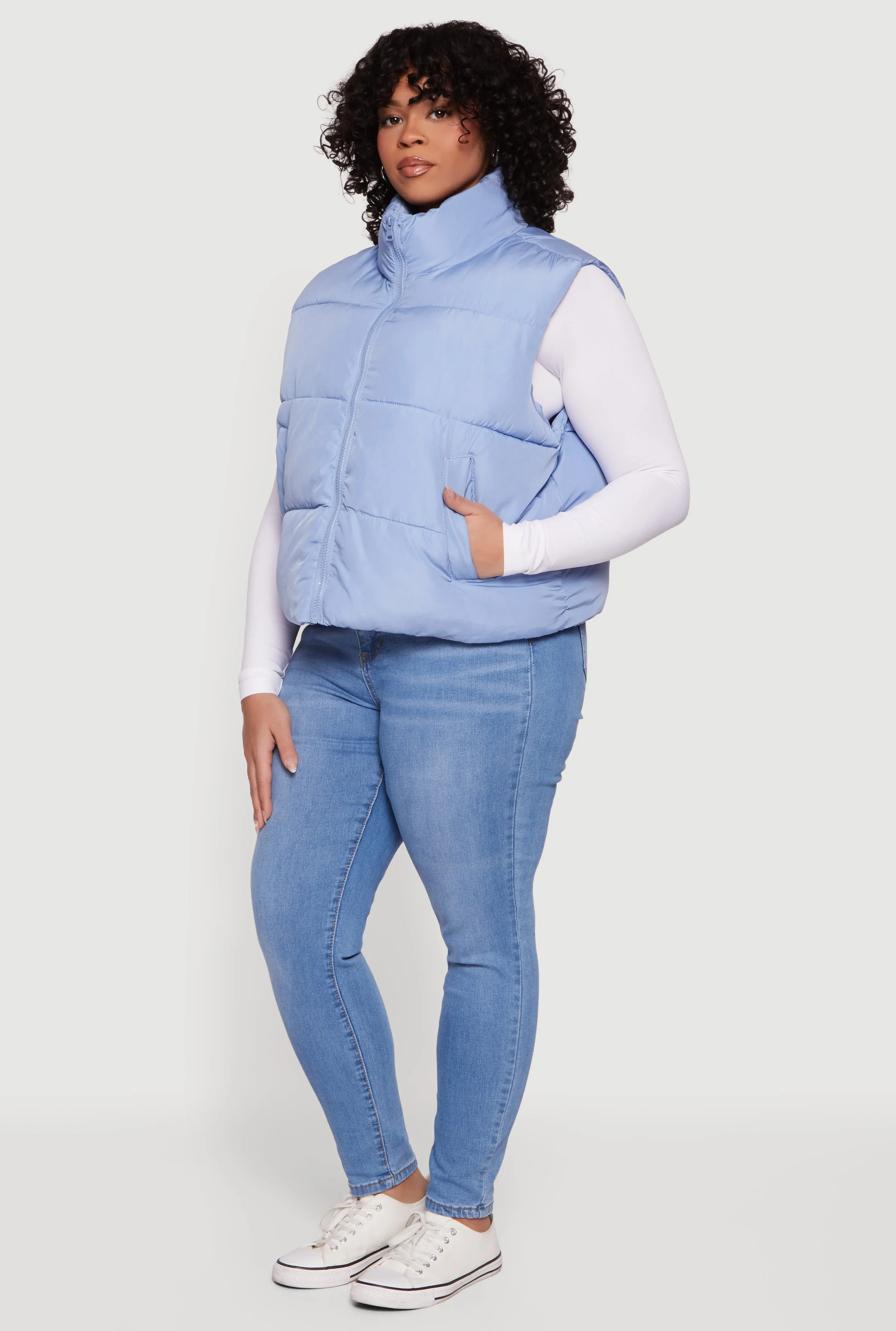 Plus Size Drawstring Hem Zip Front Puffer Vest sold by Rainbow product image thumbnail 3