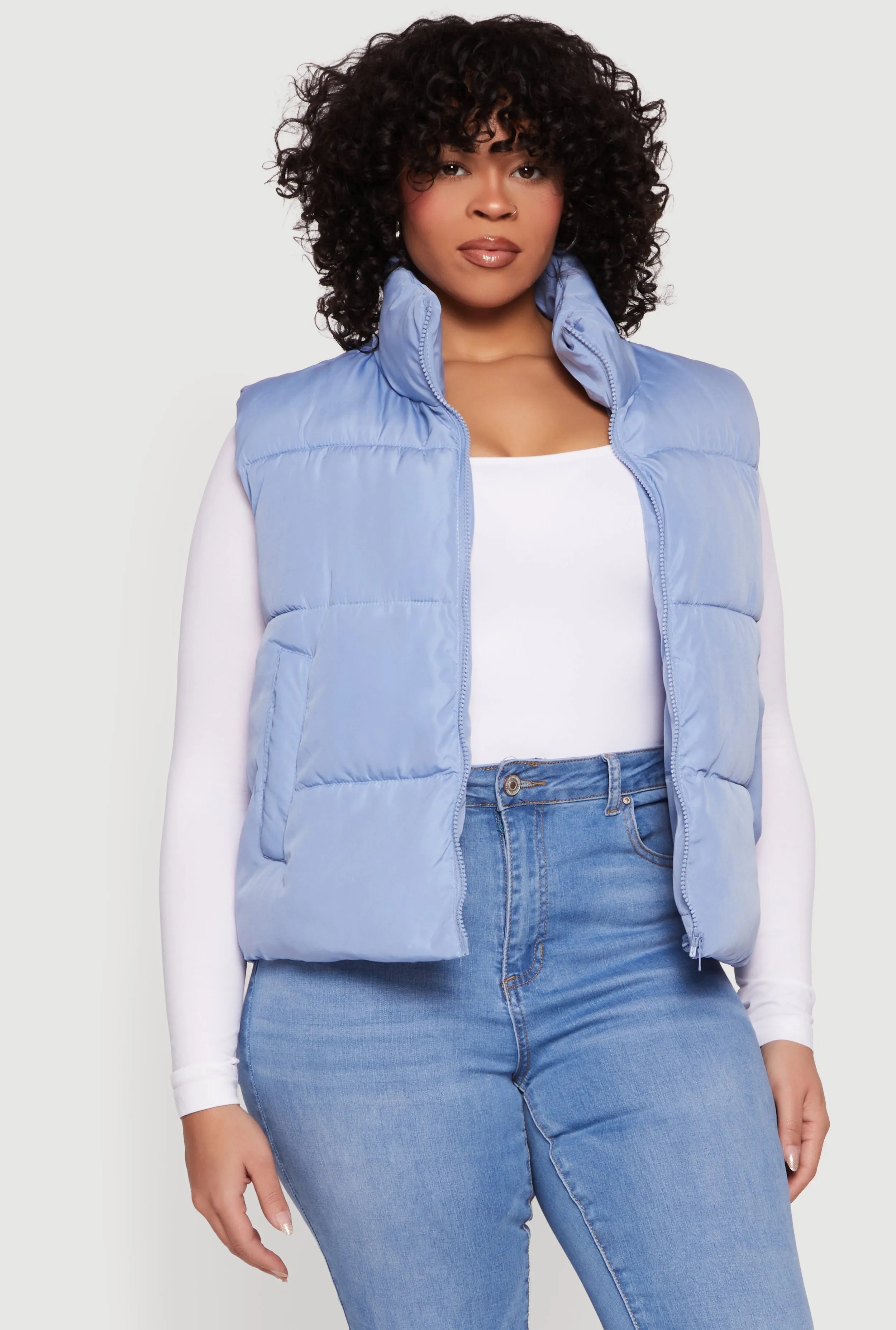 Plus Size Drawstring Hem Zip Front Puffer Vest sold by Rainbow product image thumbnail 2