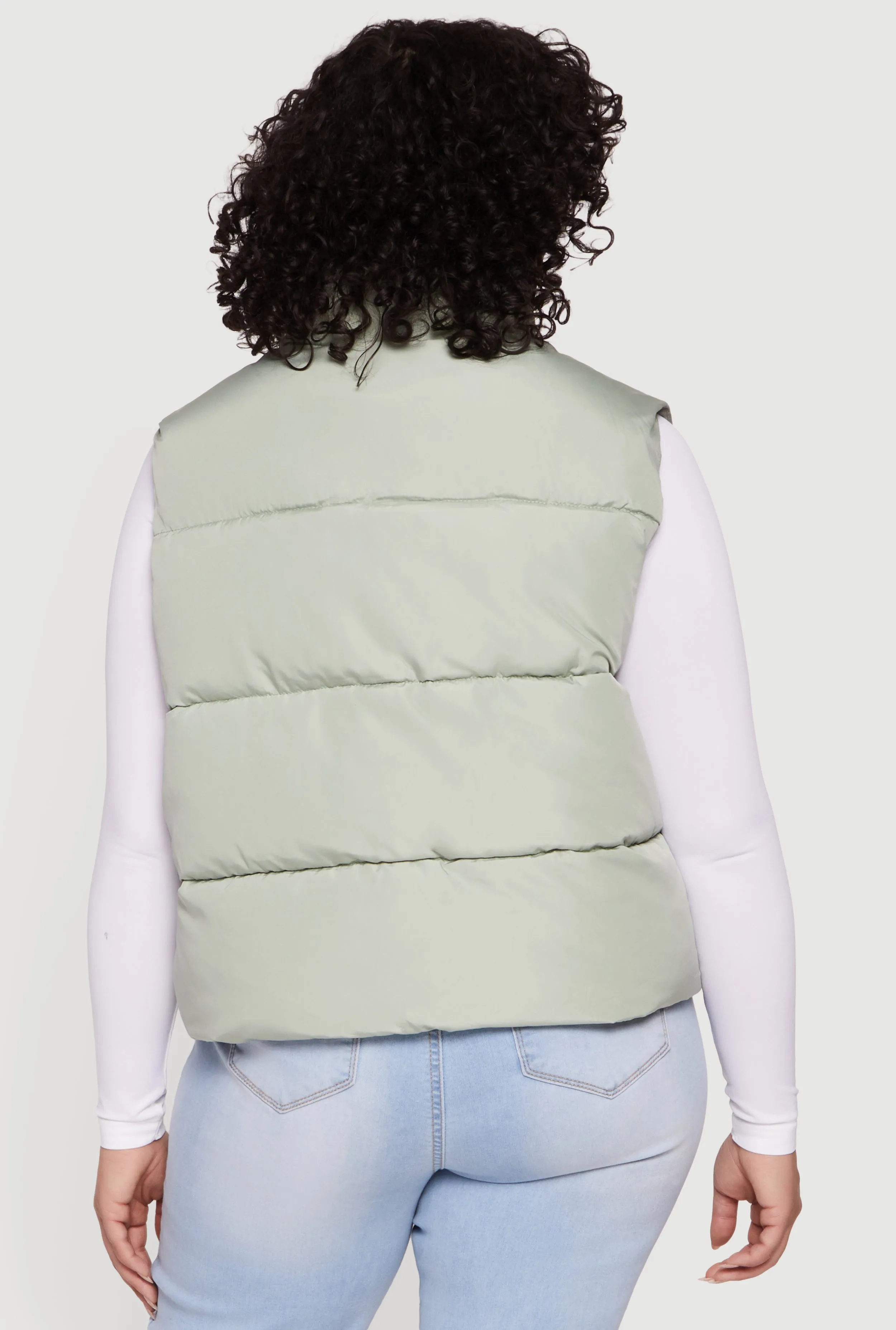 Plus Size Drawstring Hem Zip Front Puffer Vest sold by Rainbow product image thumbnail 5
