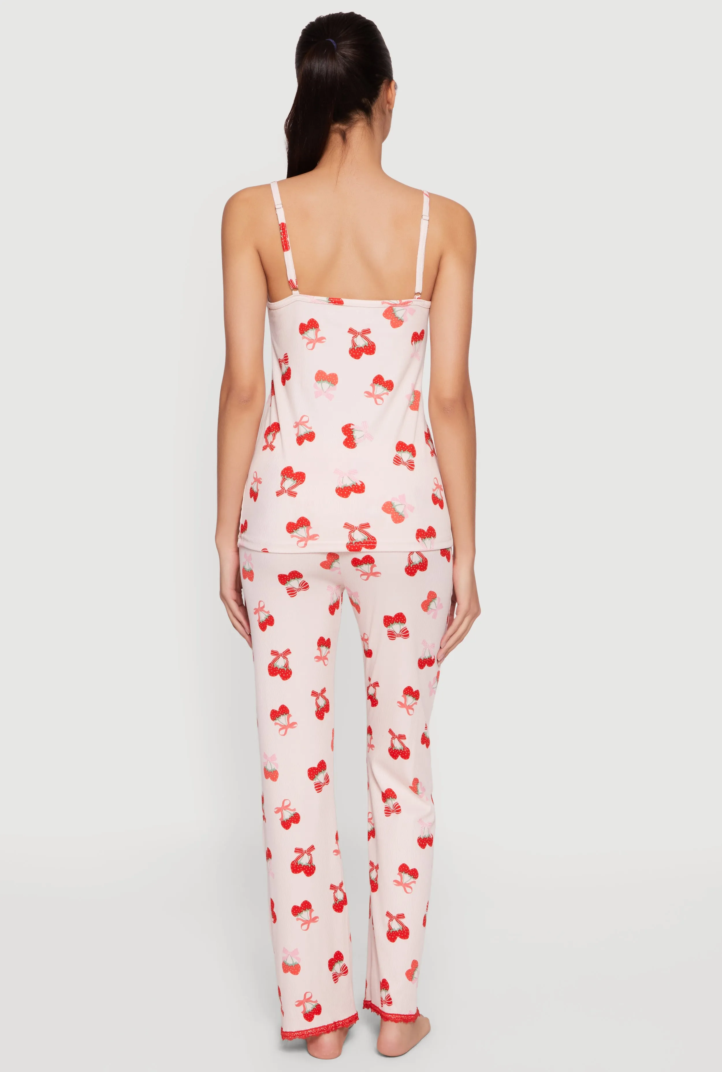 Strawberry Bow Print Pajama Top and Pants Set sold by Rainbow product image thumbnail 2