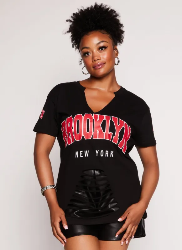 Plus Size Brooklyn New York Laser Cut Graphic Tee sold by Rainbow
