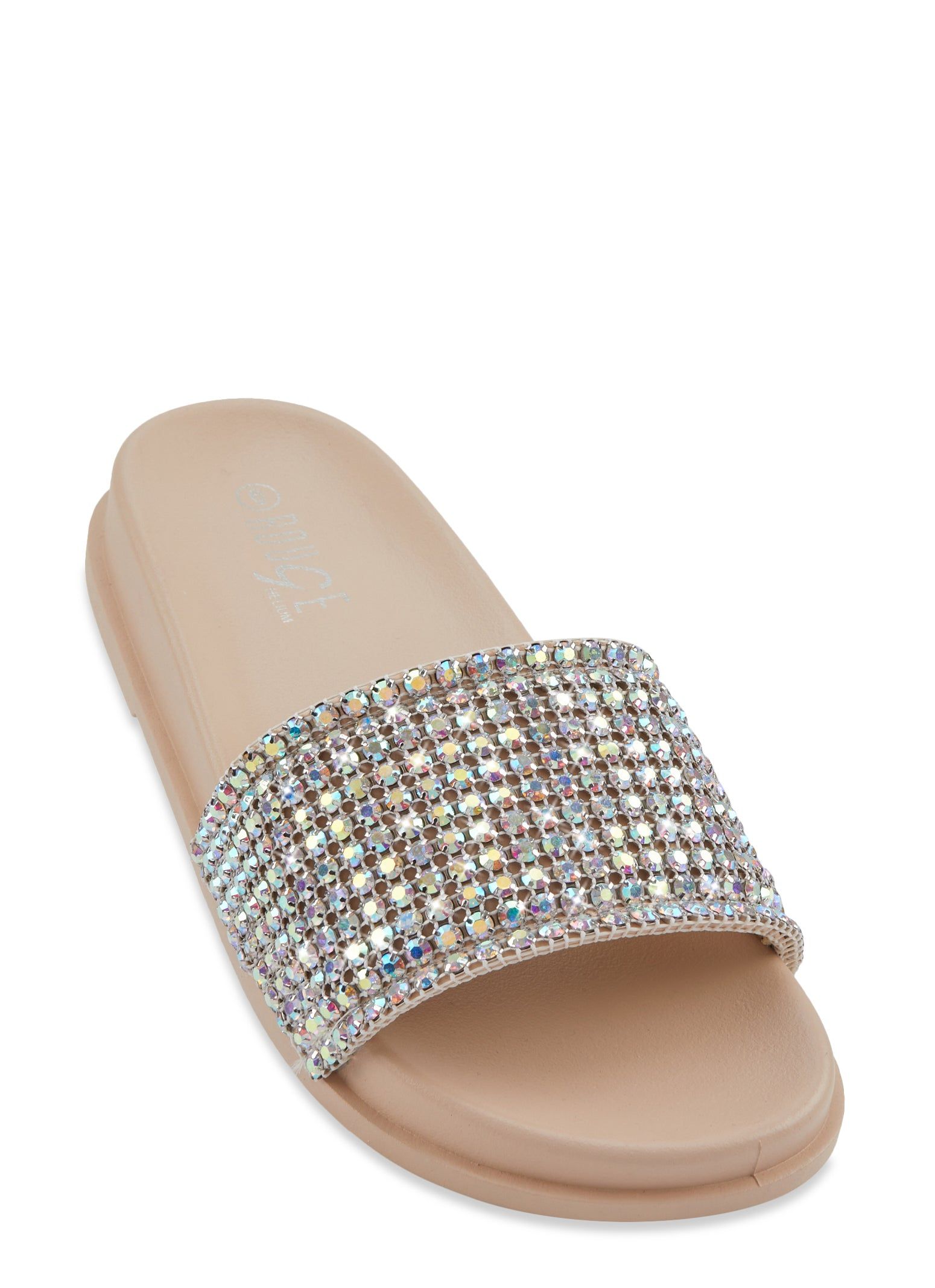 Rhinestone Band Footbed Slide Sandals sold by Rainbow