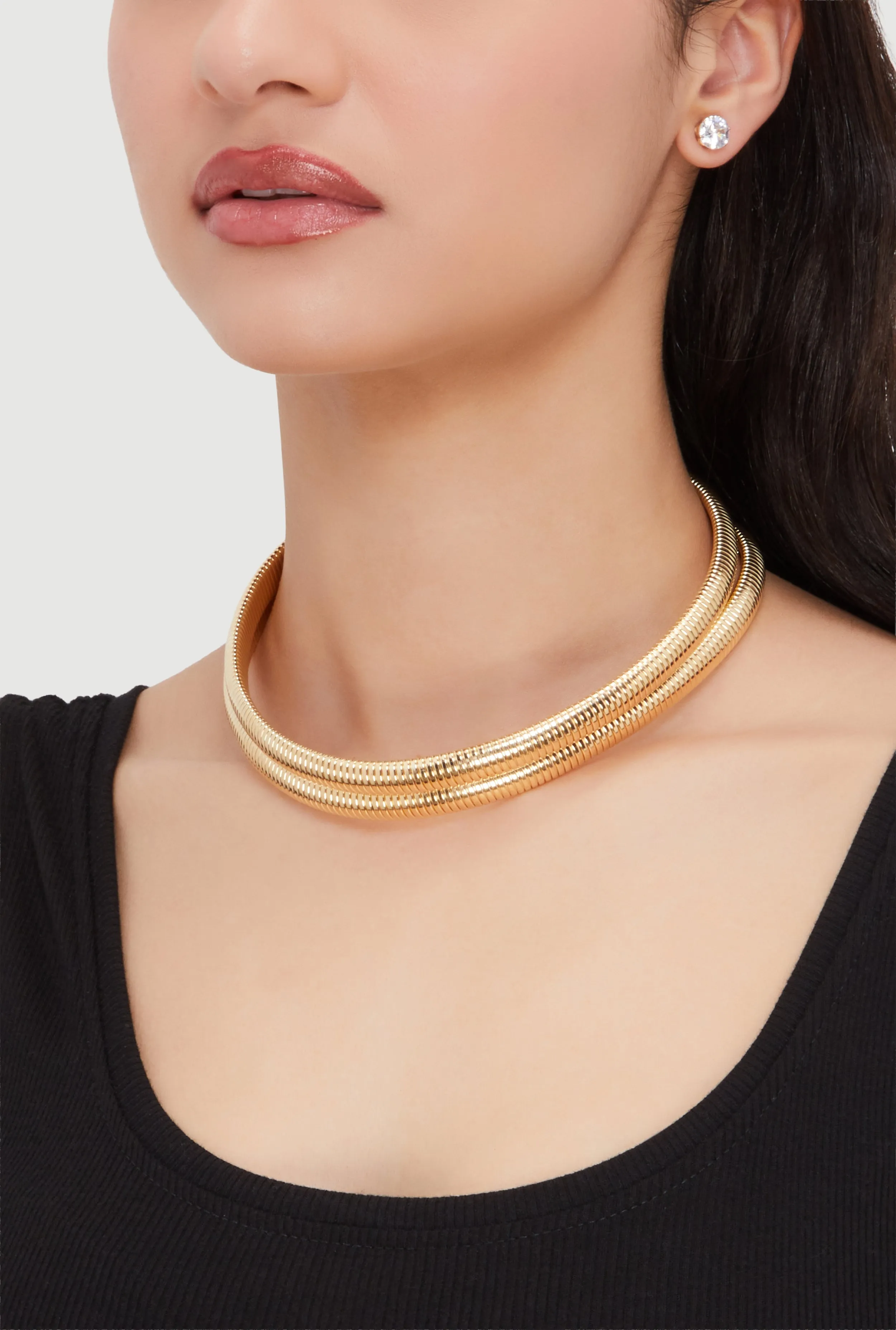 Double Snake Chain Necklace and Stud Earrings sold by Rainbow product image thumbnail 2