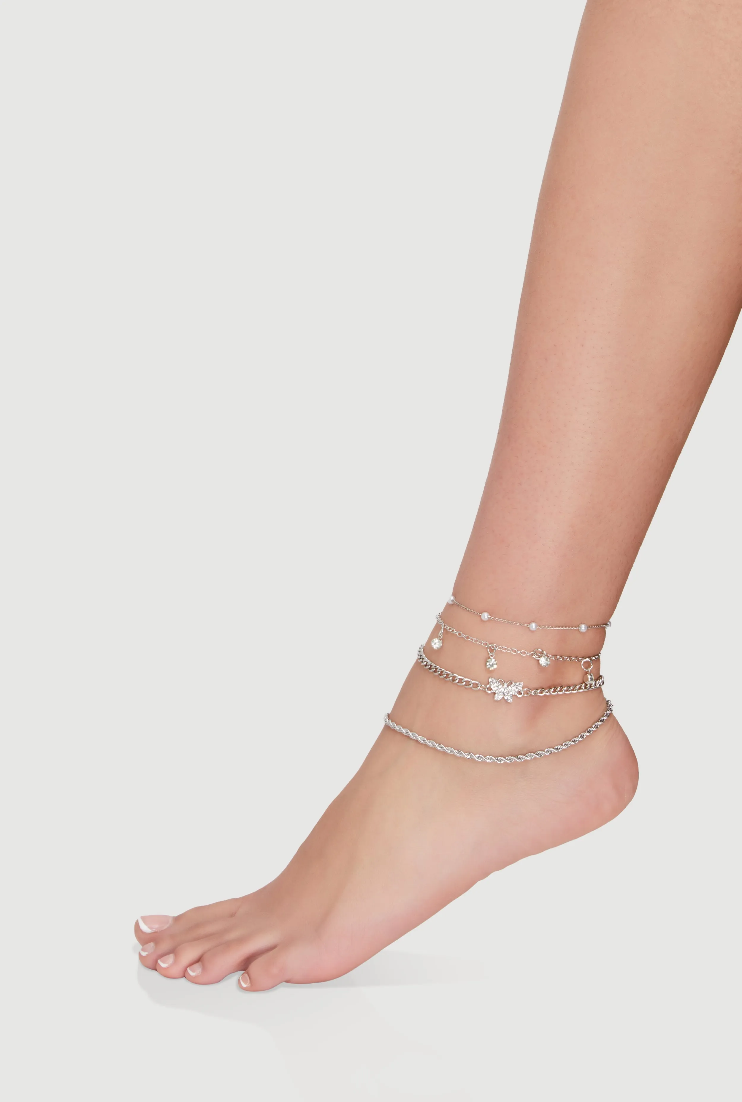 Assorted Cubic Zirconia Chain Anklets Set of 4 sold by Rainbow product image thumbnail 2