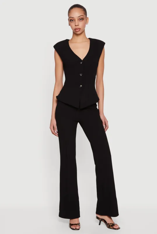 Straight Leg Crepe Knit Pintuck Detail Pants sold by Rainbow