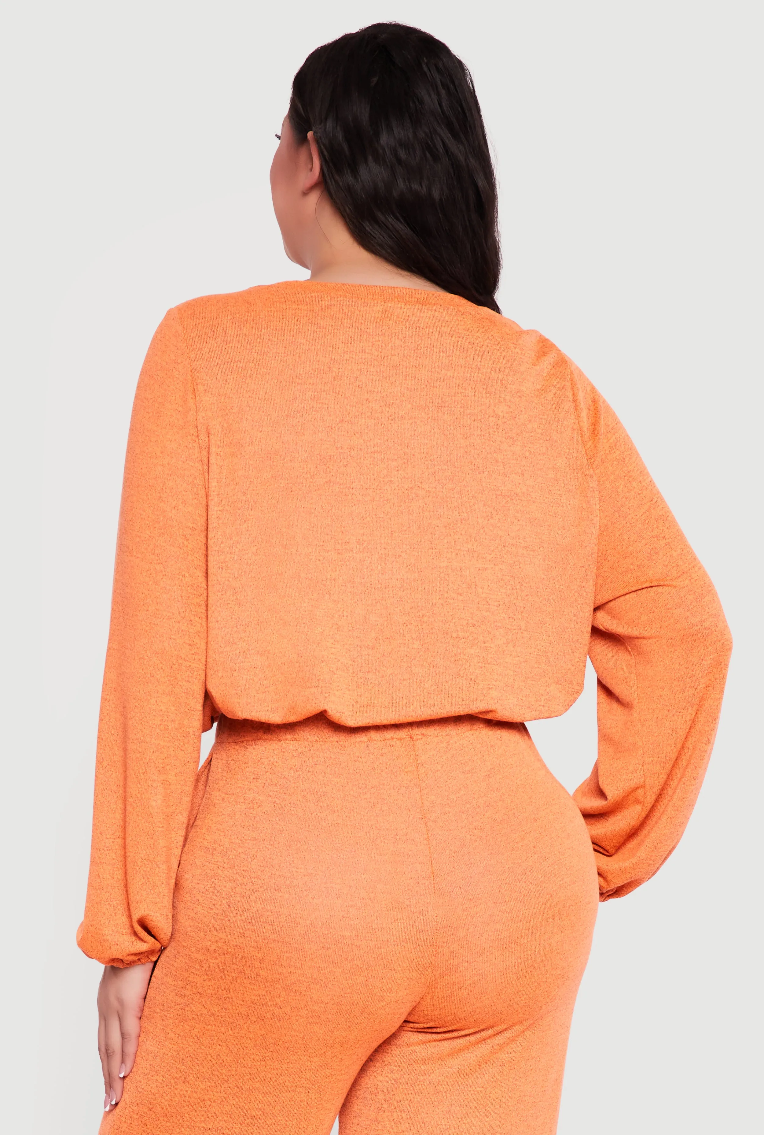 Plus Size Drawstring Hem Long Sleeve Crop Top sold by Rainbow product image thumbnail 5