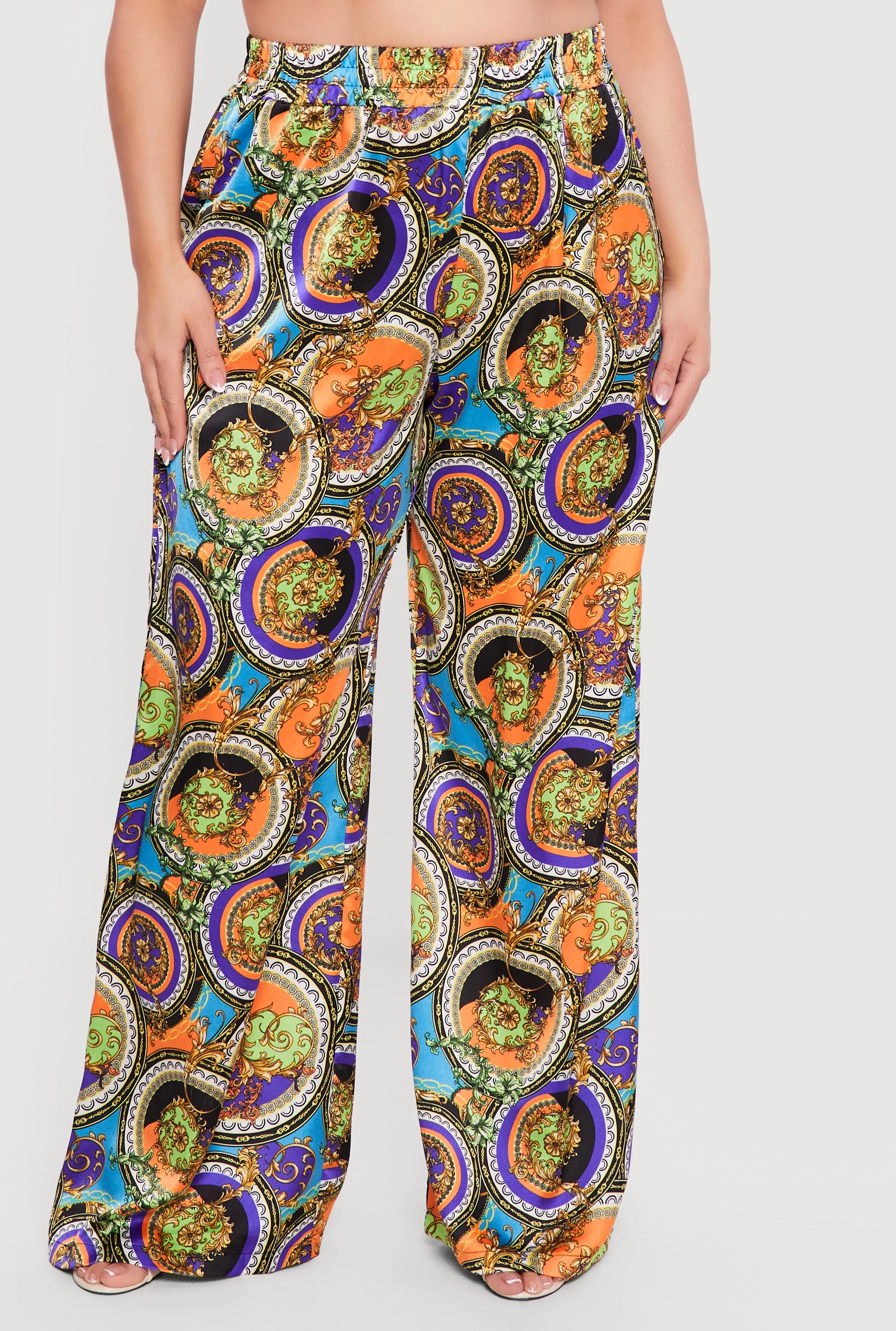 Plus Size Satin High Waisted Wide Leg Pants sold by Rainbow product image thumbnail 3