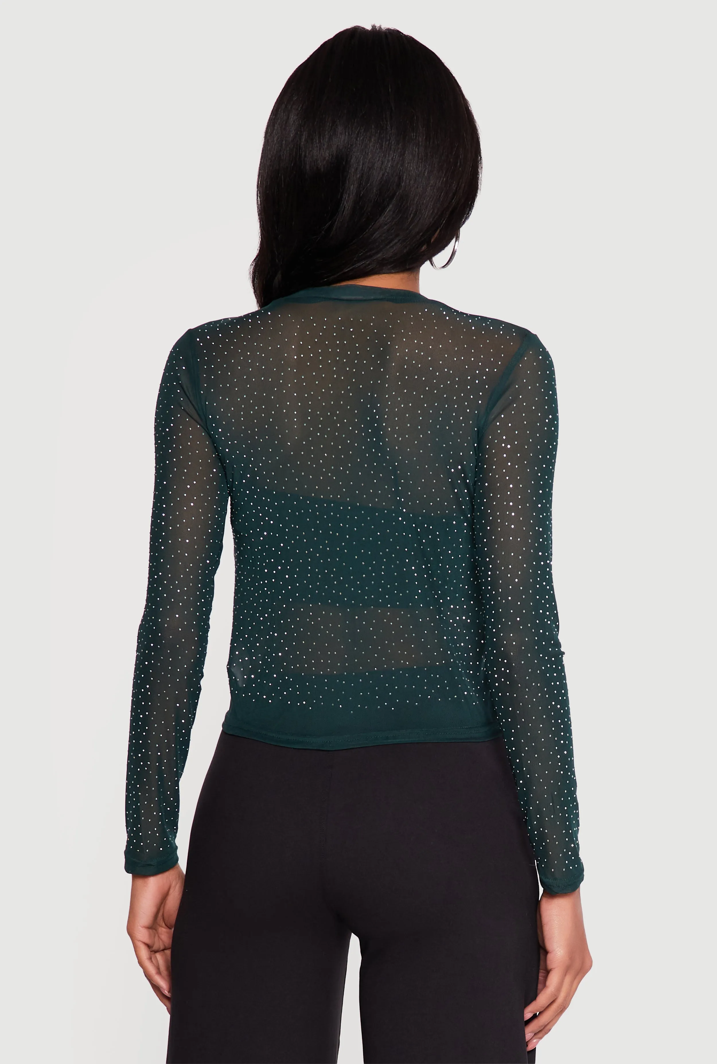 Rhinestone Mesh Long Sleeve Top sold by Rainbow product image thumbnail 5