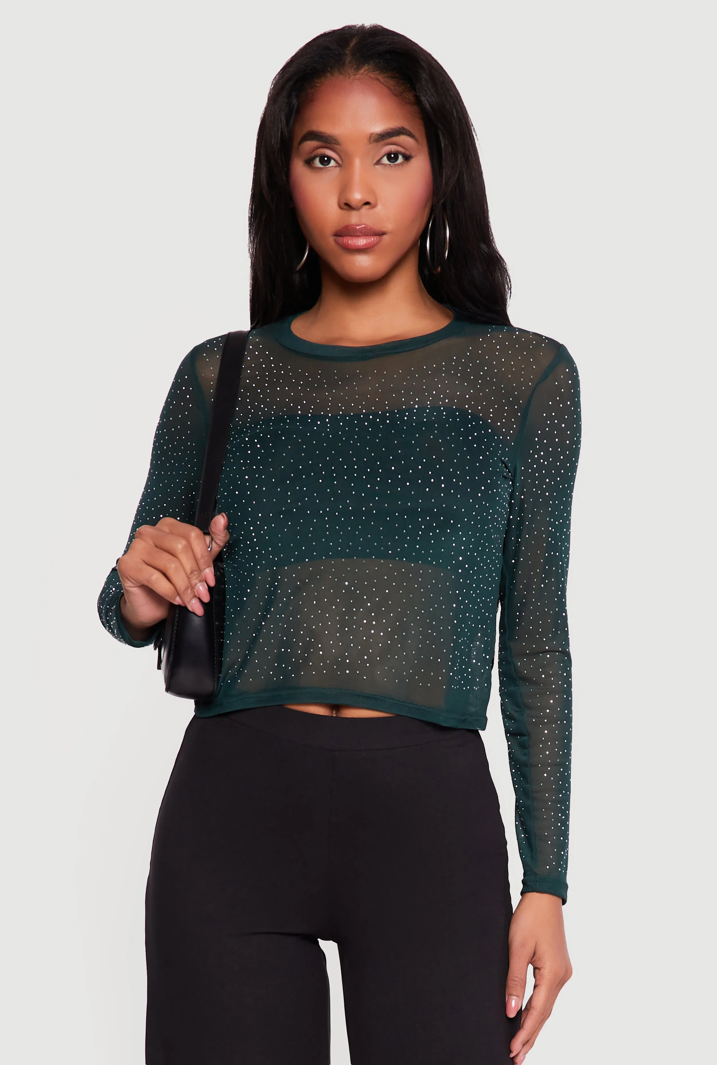 Rhinestone Mesh Long Sleeve Top sold by Rainbow product image thumbnail 2
