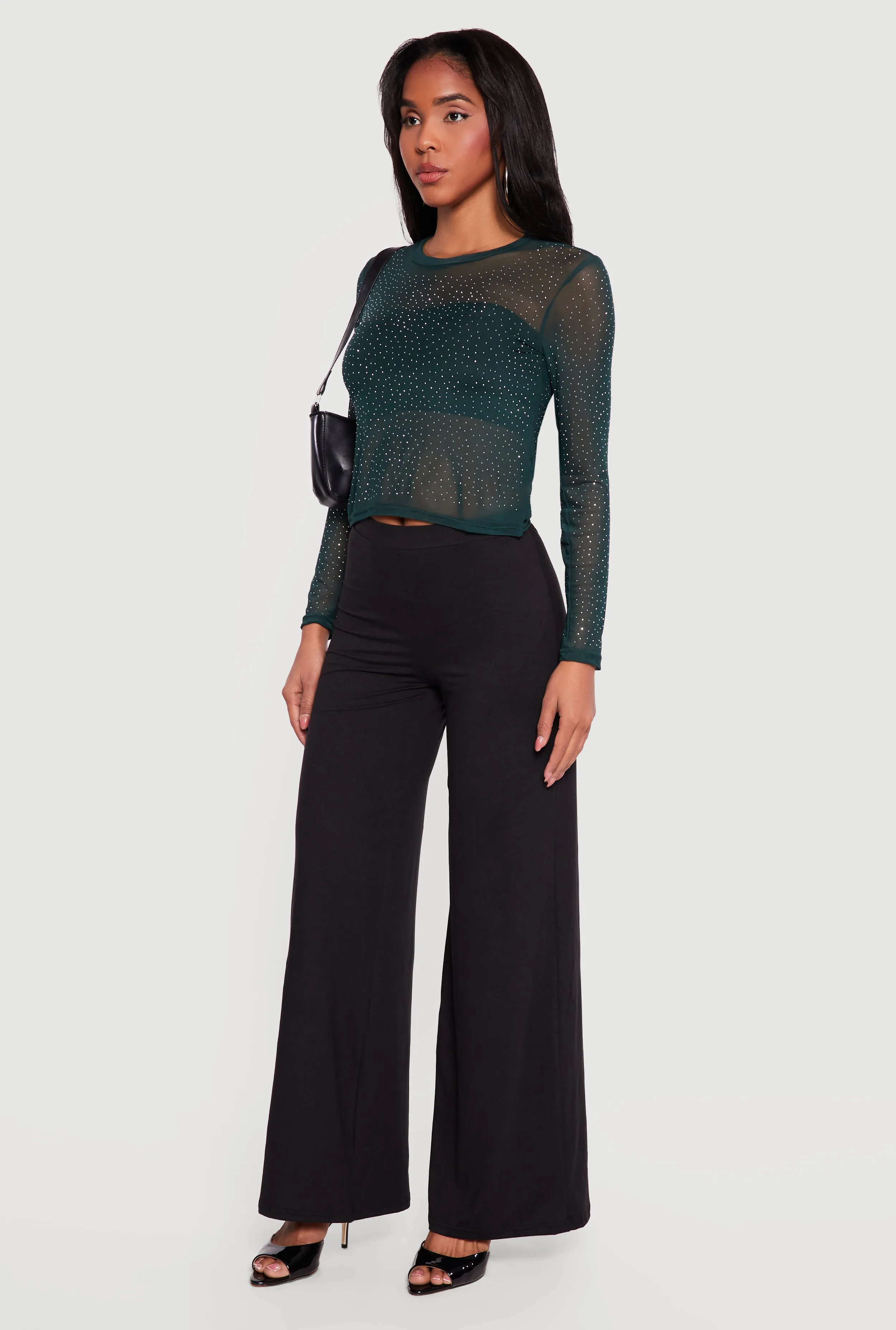 Rhinestone Mesh Long Sleeve Top sold by Rainbow product image thumbnail 3