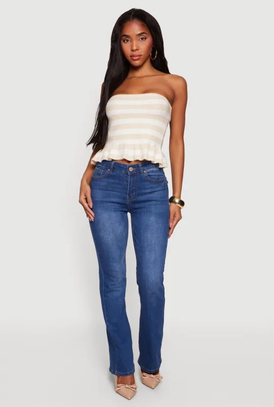 Striped Knitted Peplum Tube Top sold by Rainbow