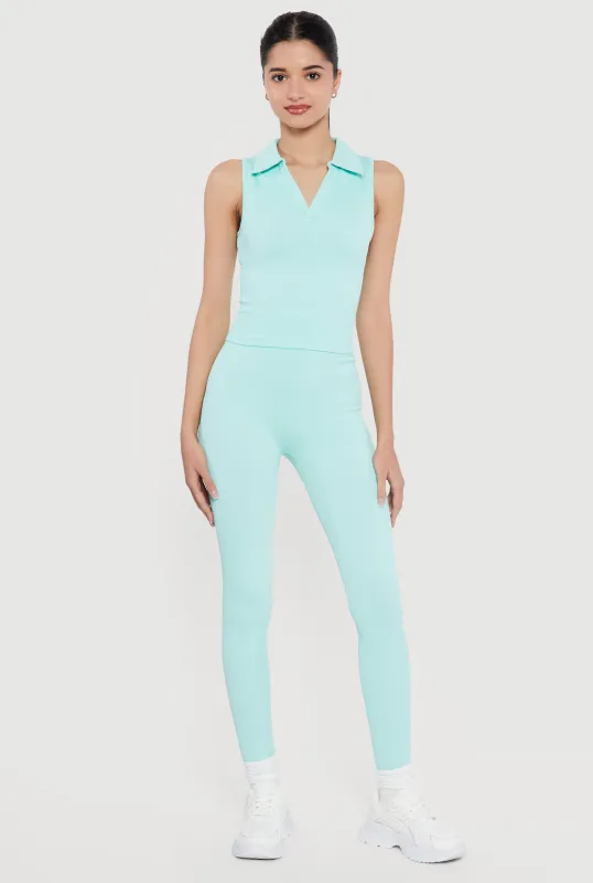 High Waisted Seamless Compression Rib Leggings sold by Rainbow