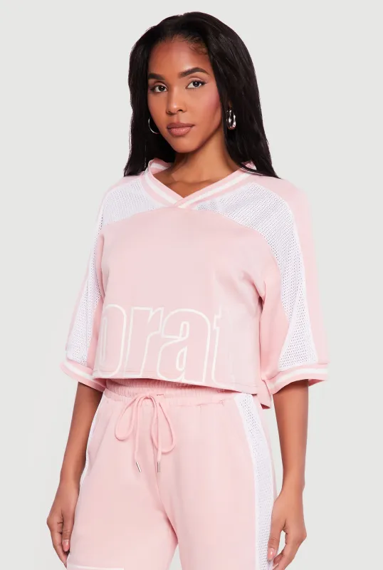 Brat Graphic Cropped Jersey Top sold by Rainbow