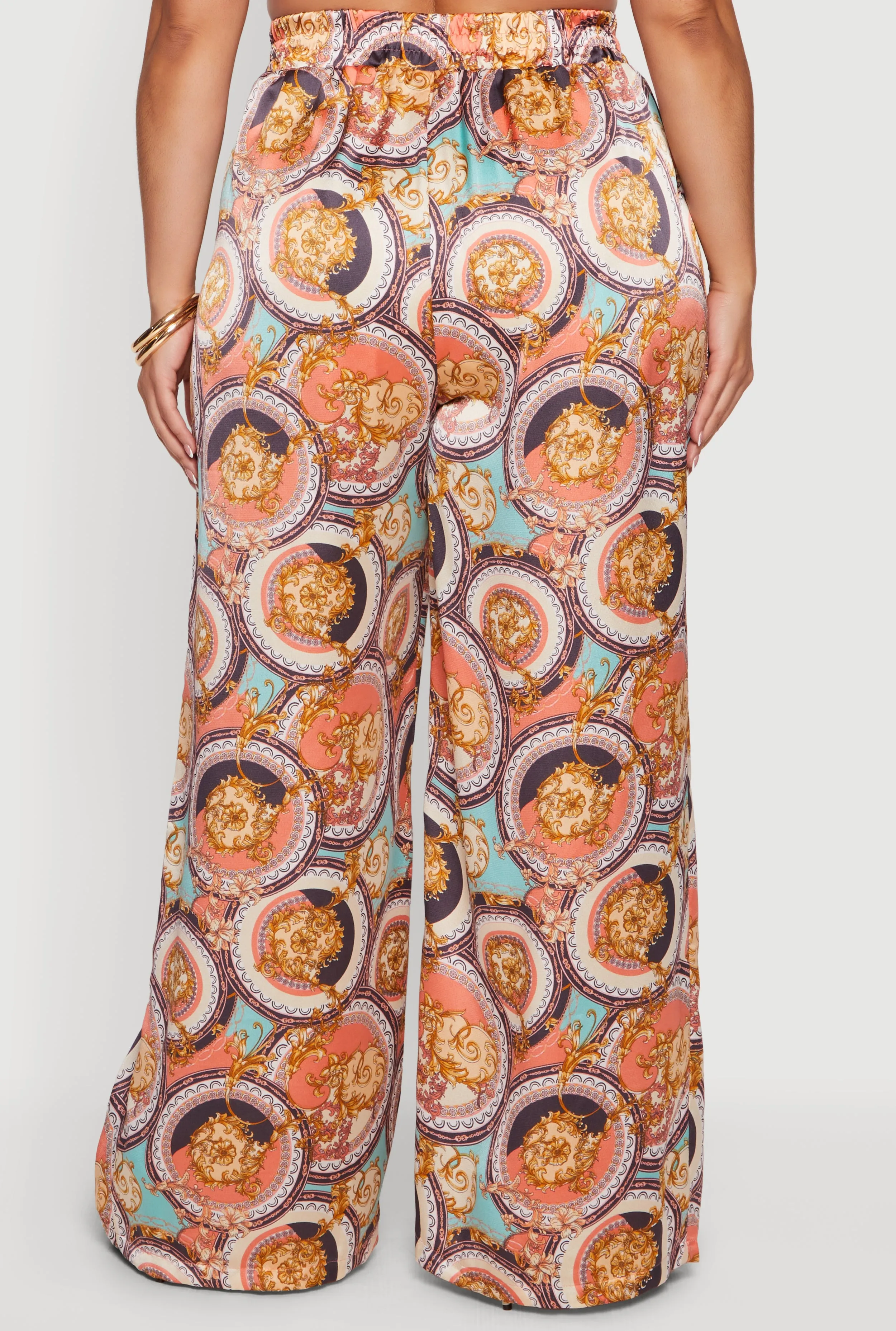 Plus Size Satin High Waisted Wide Leg Pants sold by Rainbow product image thumbnail 5