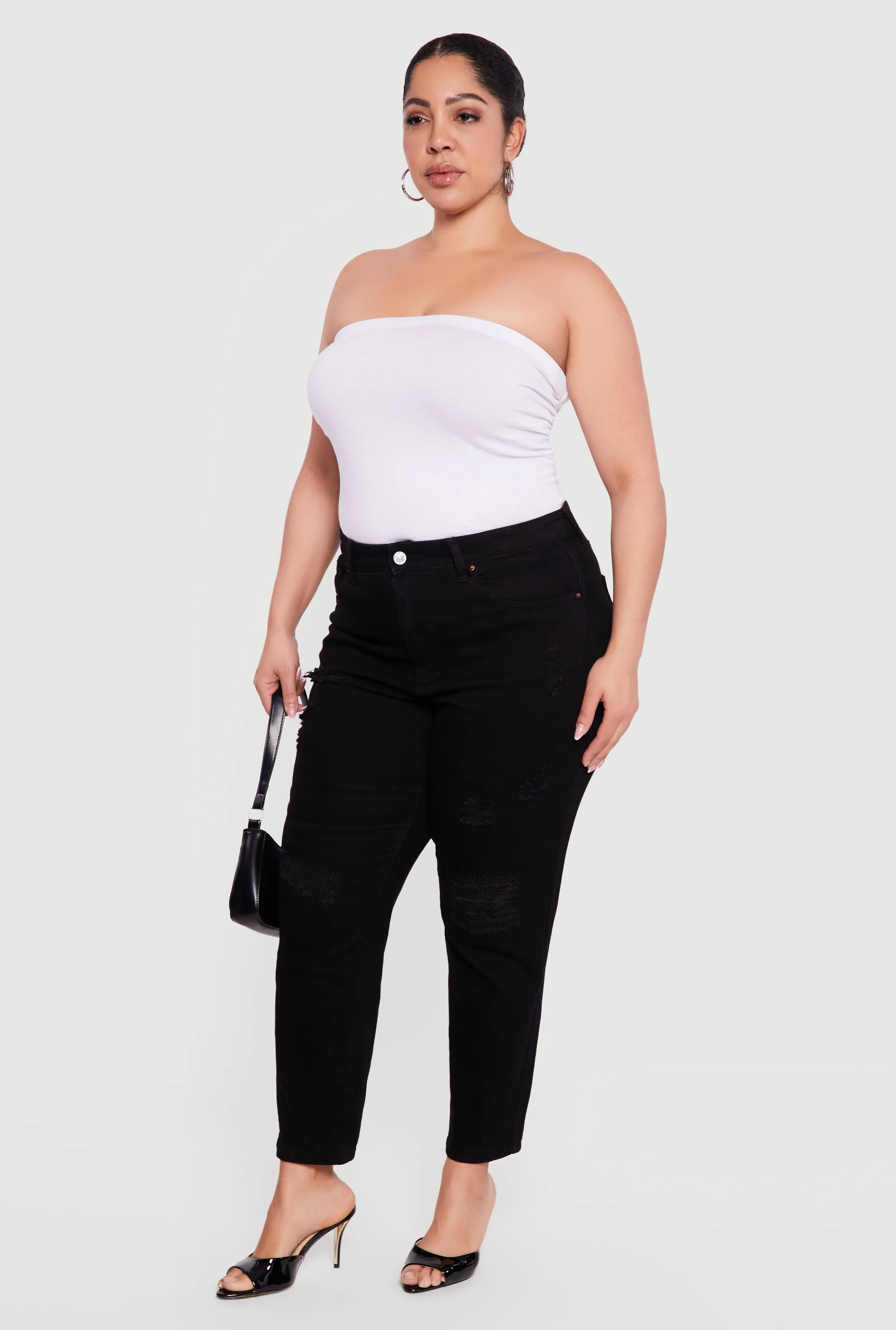 Plus Size WAX High Waisted Distressed Mom Jeans sold by Rainbow product image thumbnail 2