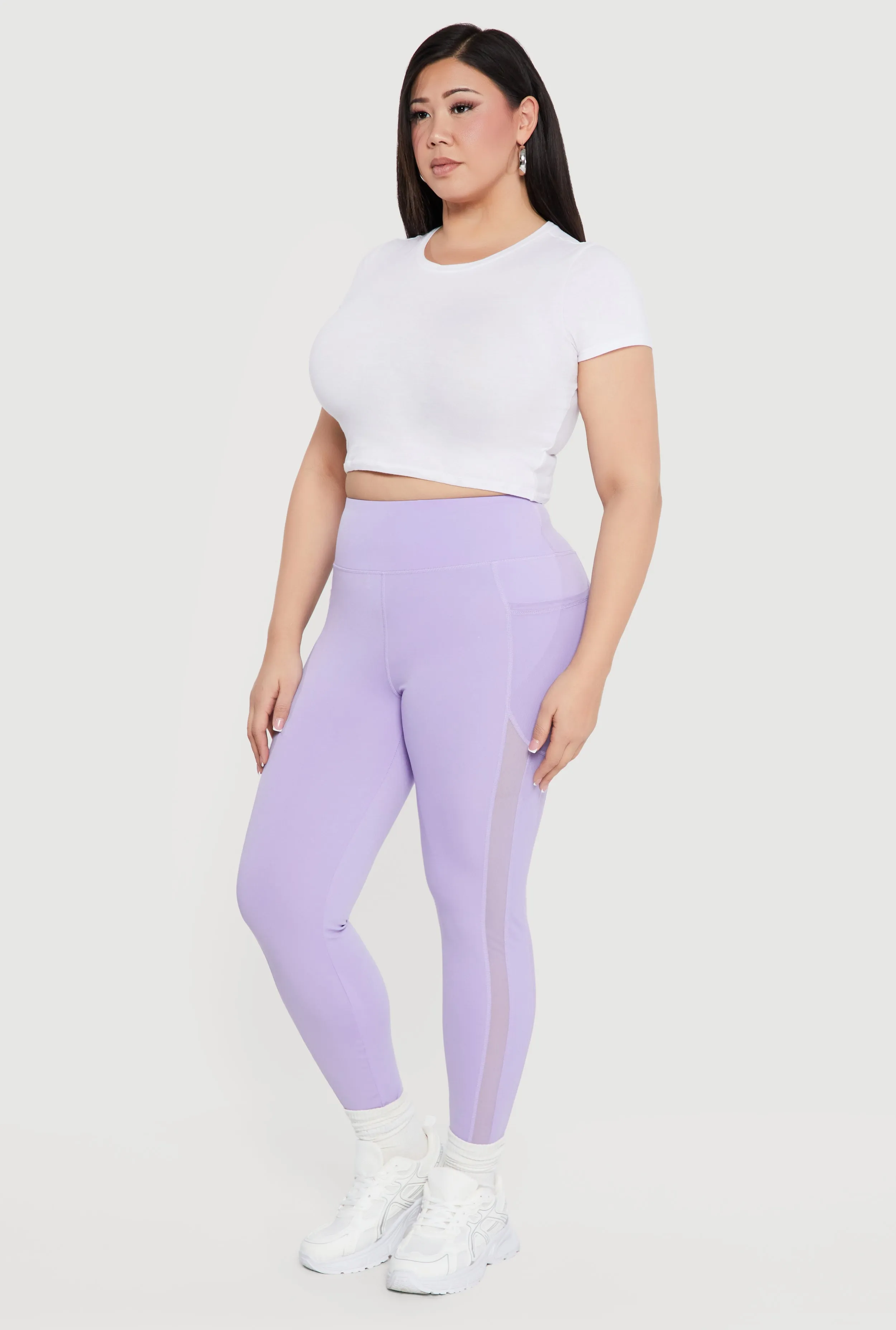 Plus Size Mesh Detail Cell Phone Pocket Leggings sold by Rainbow product image thumbnail 2